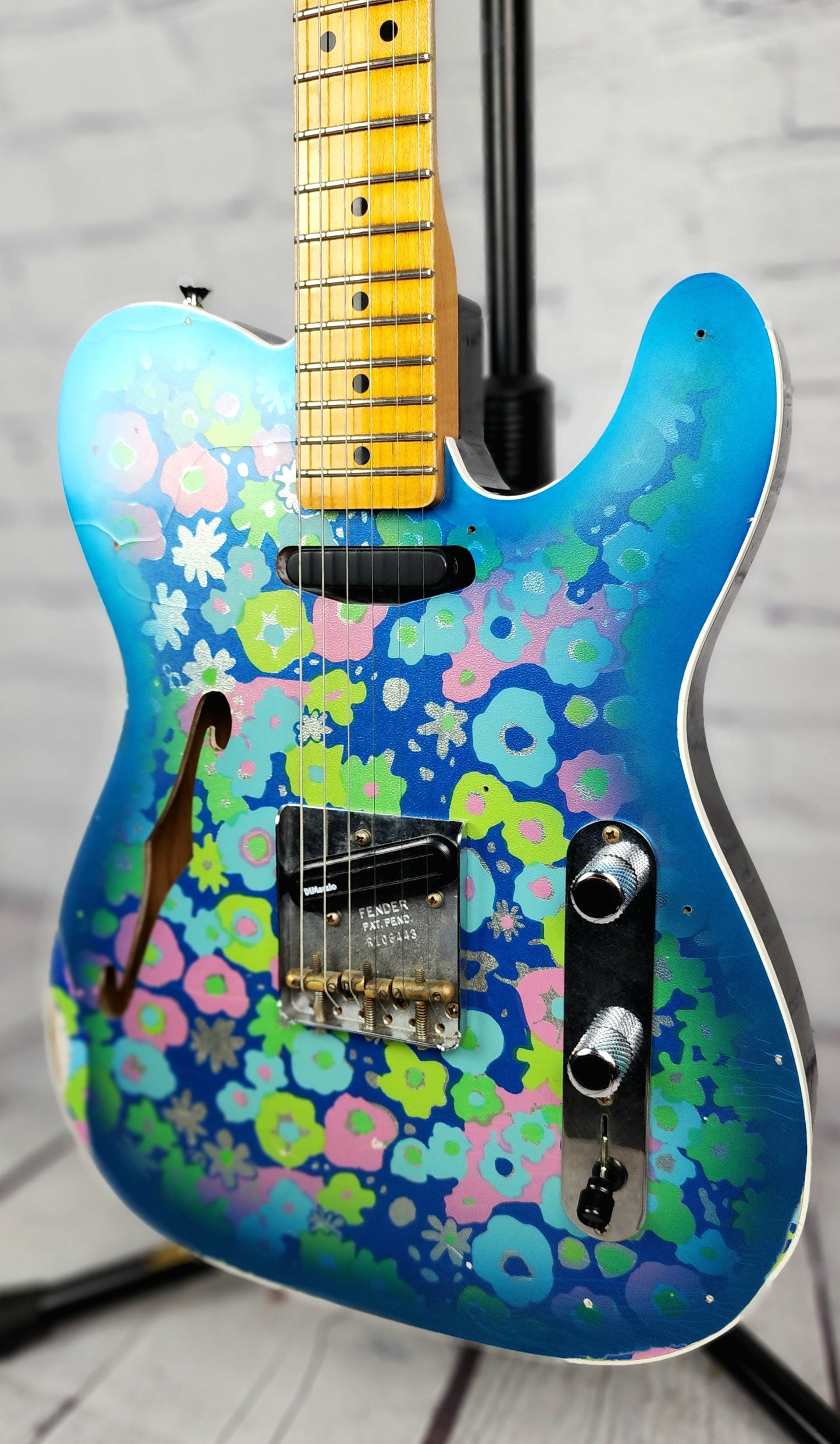 USED Fender Custom Shop LTD Roasted Pine Double Esquire Thinline Relic Aged Blue Flower 2020