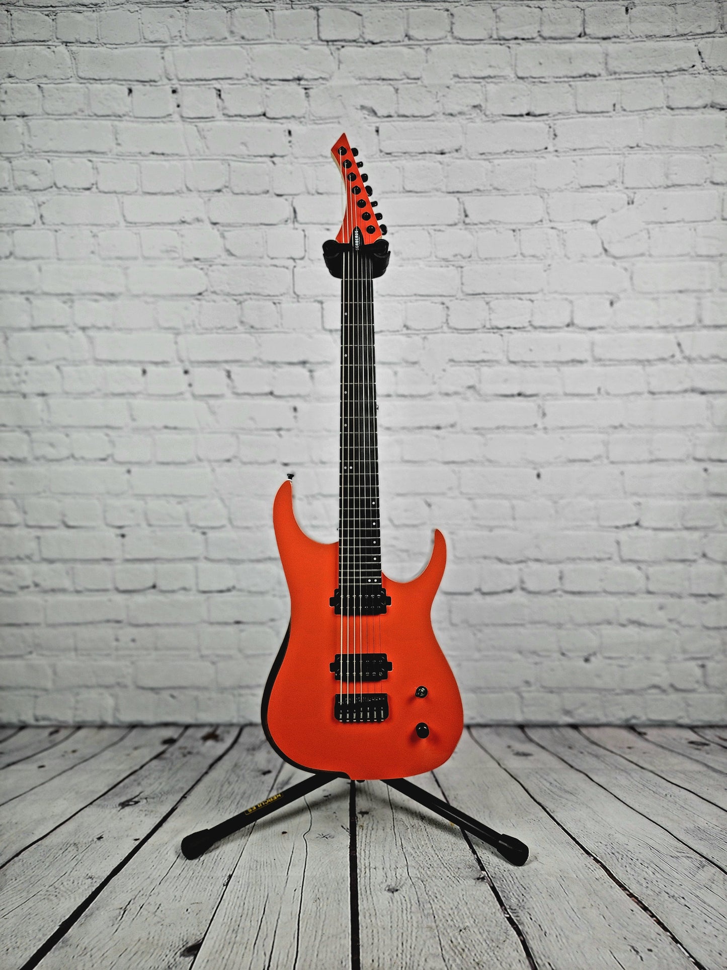 Cerberus Guitars Erebus 7 String Electric Guitar 27" Baritone Fiesta Red Natural Back