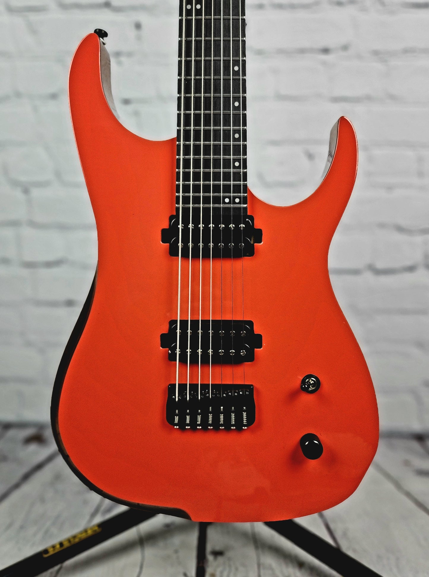 Cerberus Guitars Erebus 7 String Electric Guitar 27" Baritone Fiesta Red Natural Back