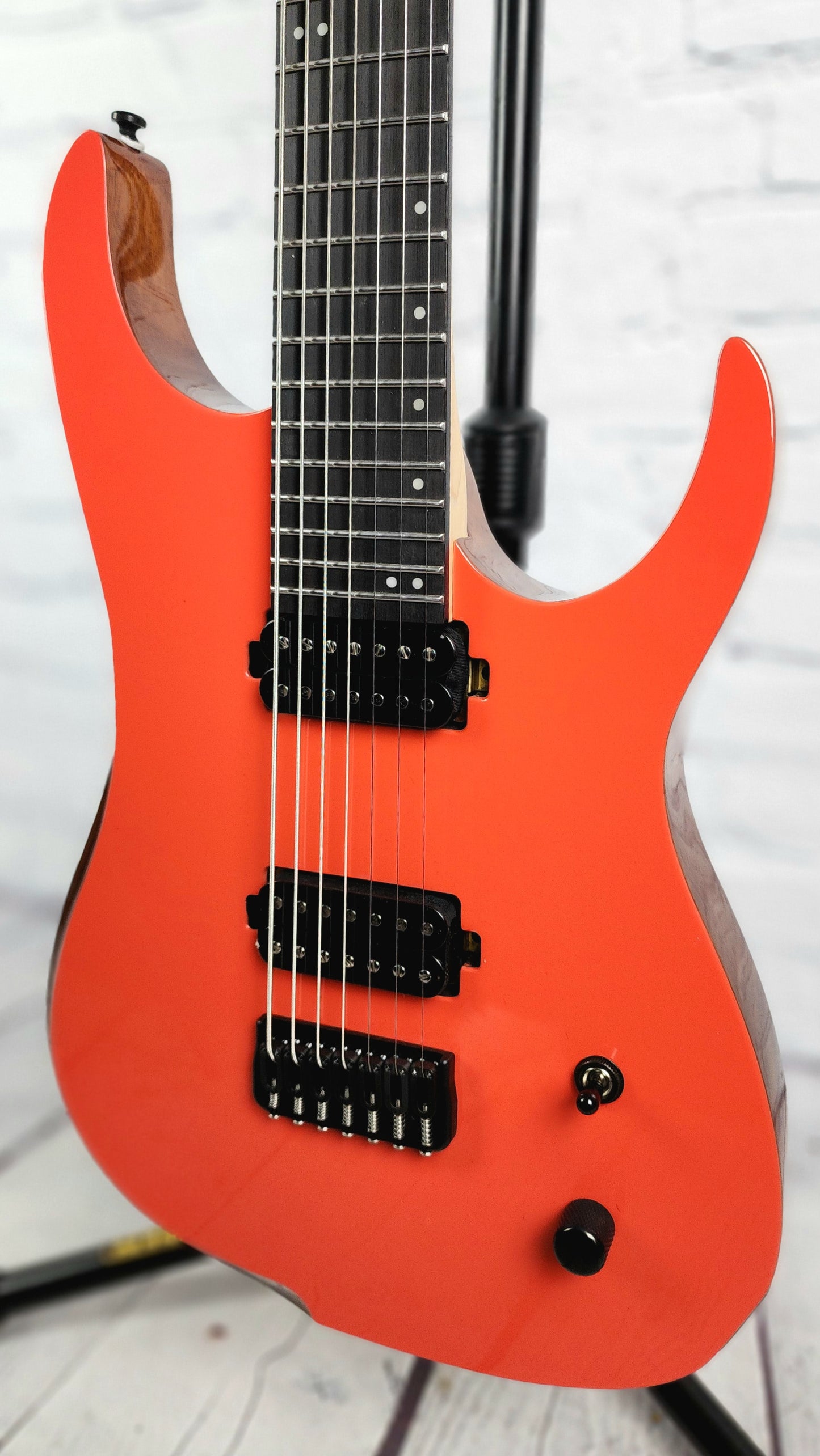 Cerberus Guitars Erebus 7 String Electric Guitar 27" Baritone Fiesta Red Natural Back