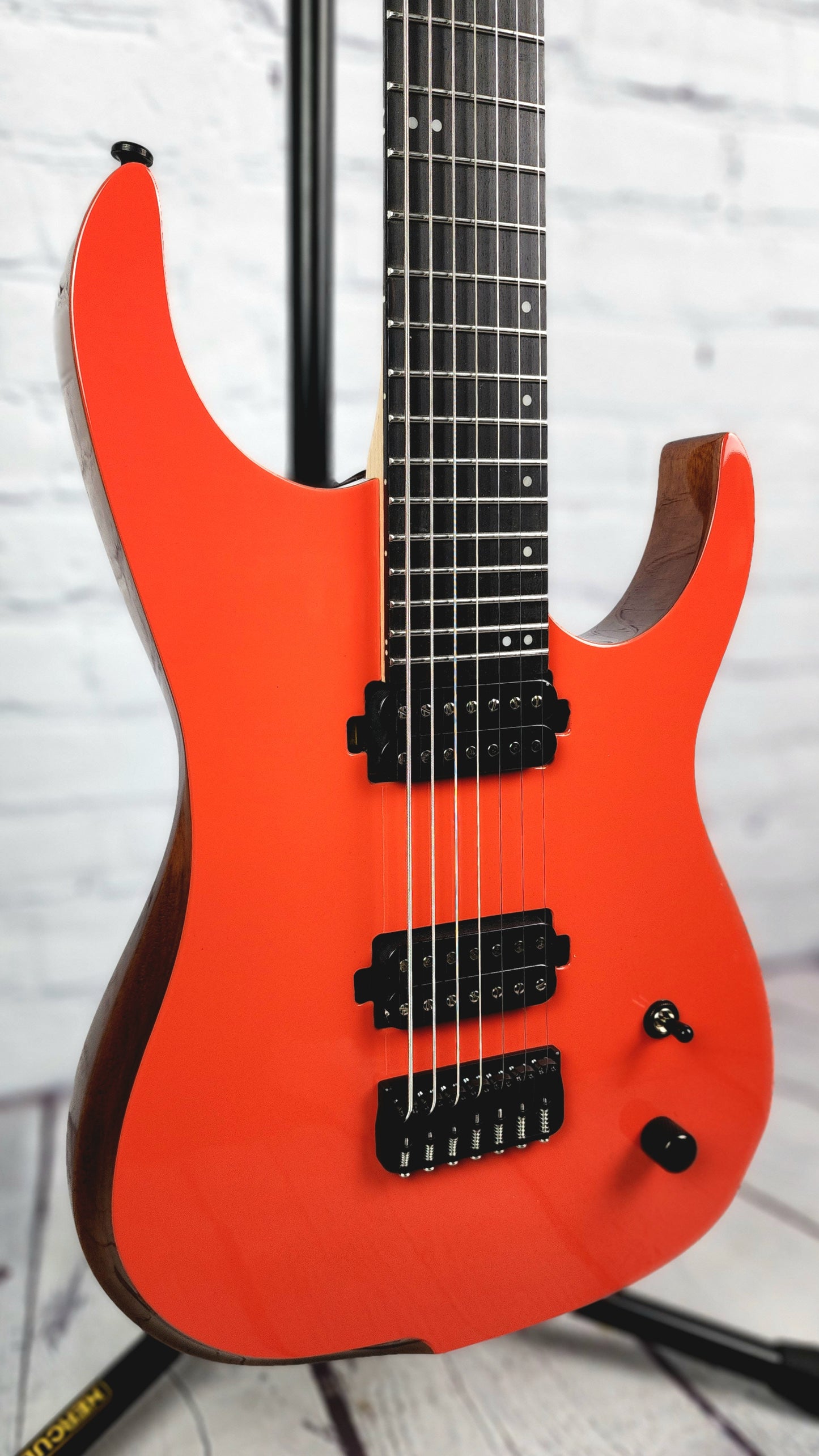 Cerberus Guitars Erebus 7 String Electric Guitar 27" Baritone Fiesta Red Natural Back