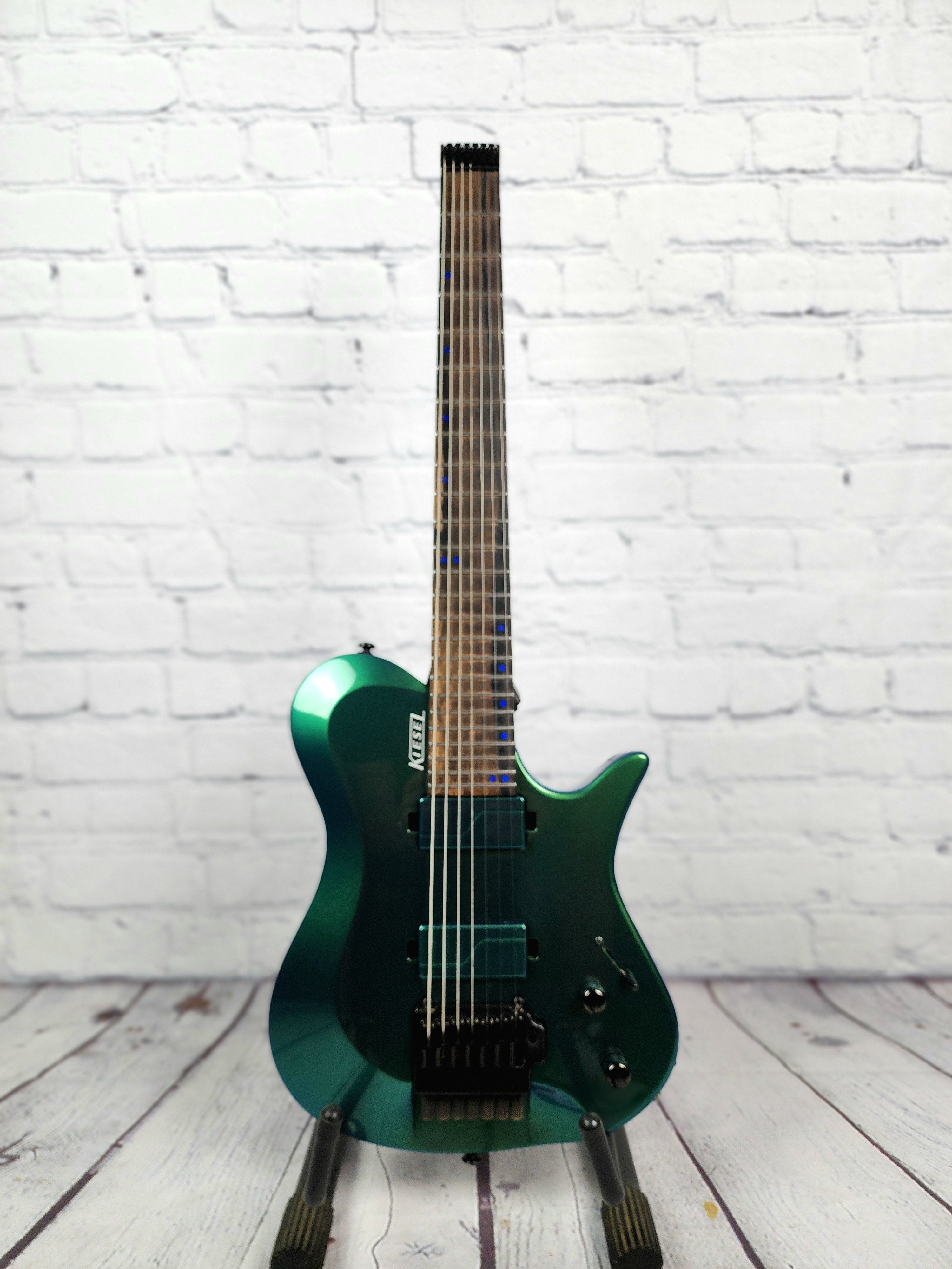 USED Kiesel Zeus Trem 7 String Headless Electric Guitar Green 