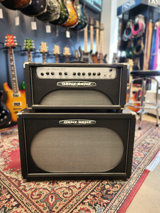 USED Genz Benz Black Pearl 30w Head and 2x12 Cabinet Black Tolex