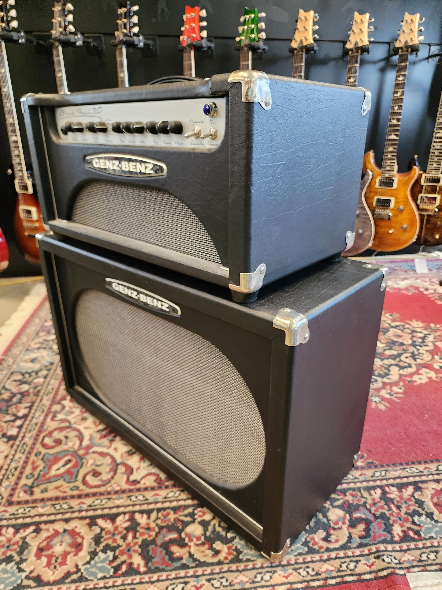 USED Genz Benz Black Pearl 30w Head and 2x12 Cabinet Black Tolex