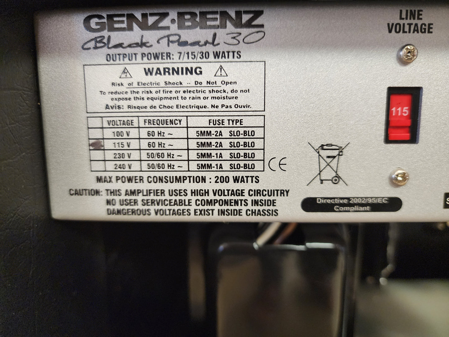 USED Genz Benz Black Pearl 30w Head and 2x12 Cabinet Black Tolex