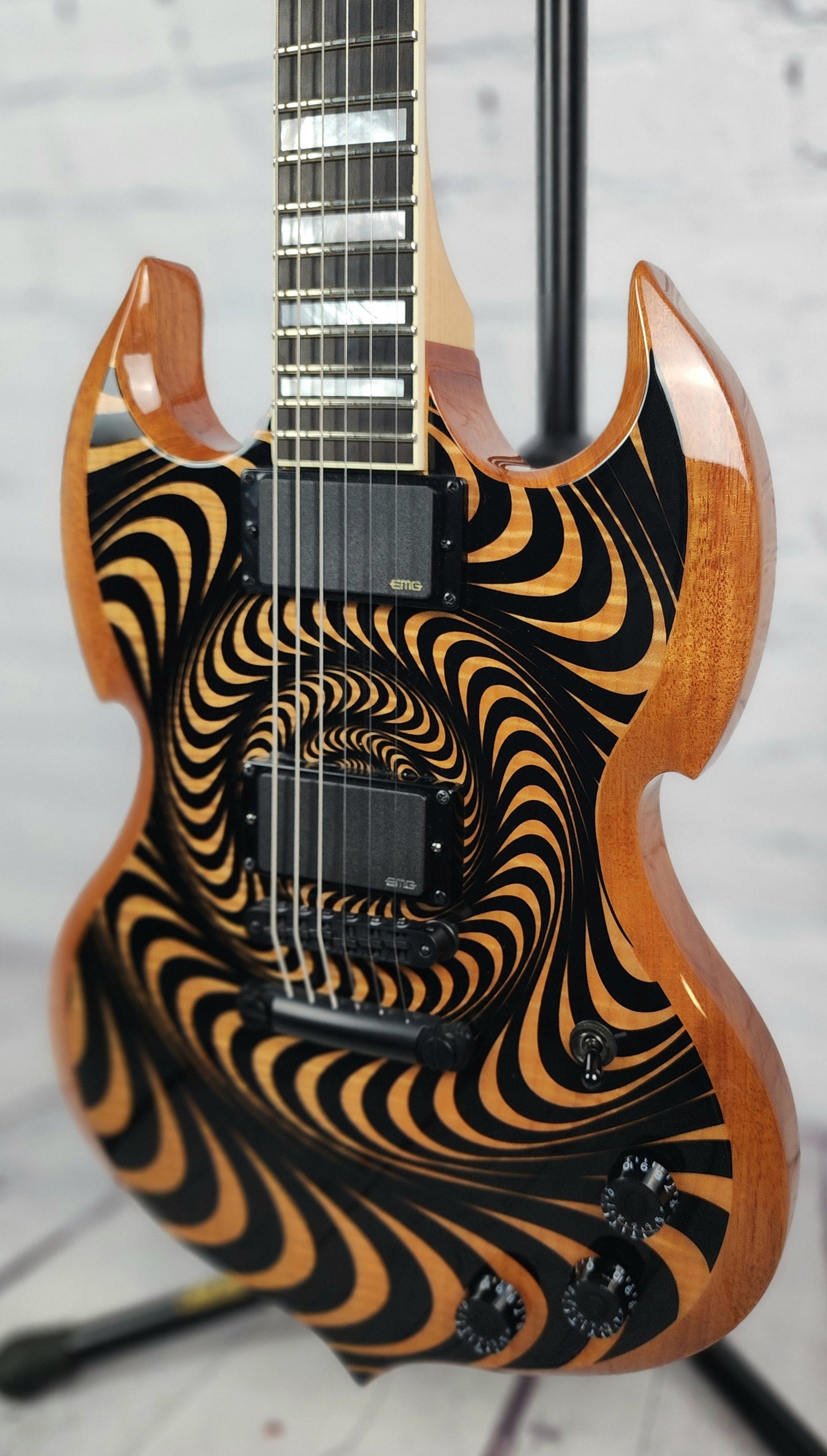USED Wylde Audio Barbarian 6 String Electric Guitar Psychic Bullseye Rawtop