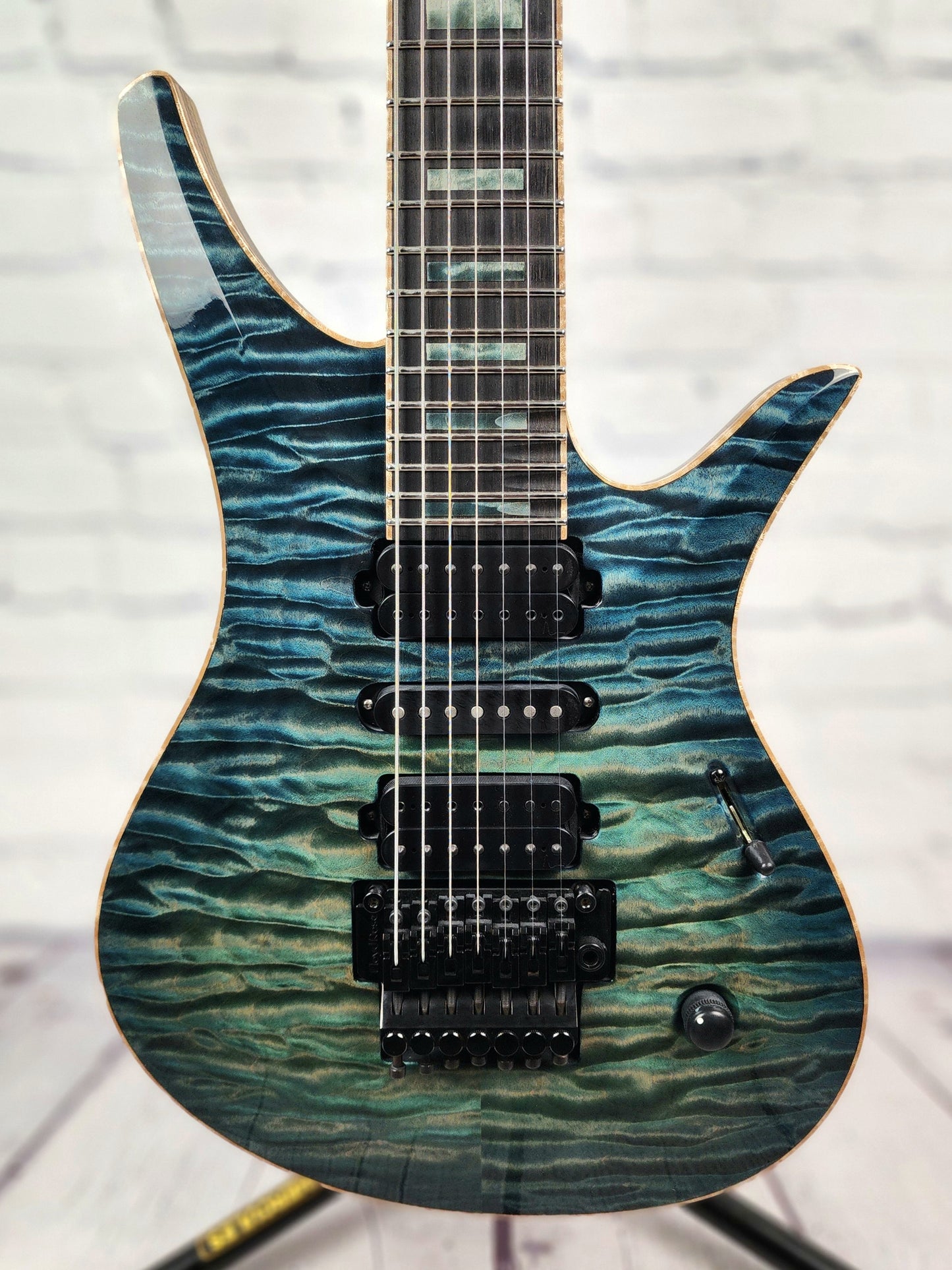 USED Vik Guitars Duality 7 String Electric Guitar "Riptide" Denim Faded Blue Burst