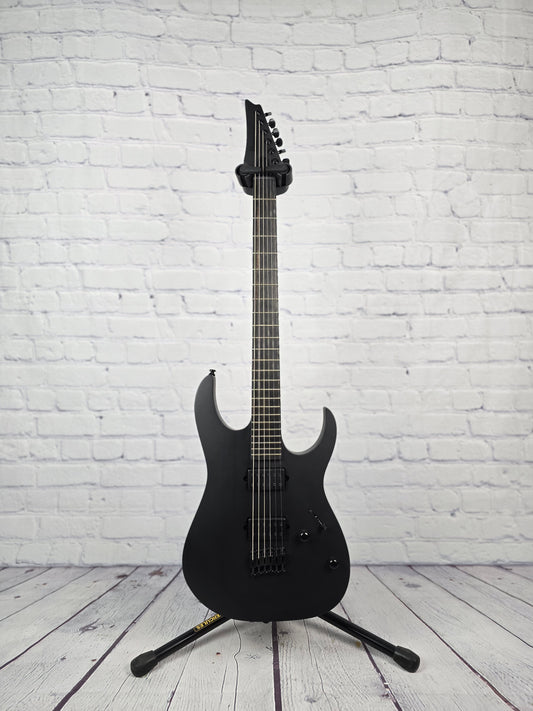 Ibanez Iron Label RGRTBB21 BKF 6 String Baritone 28" Electric Guitar Black Flat