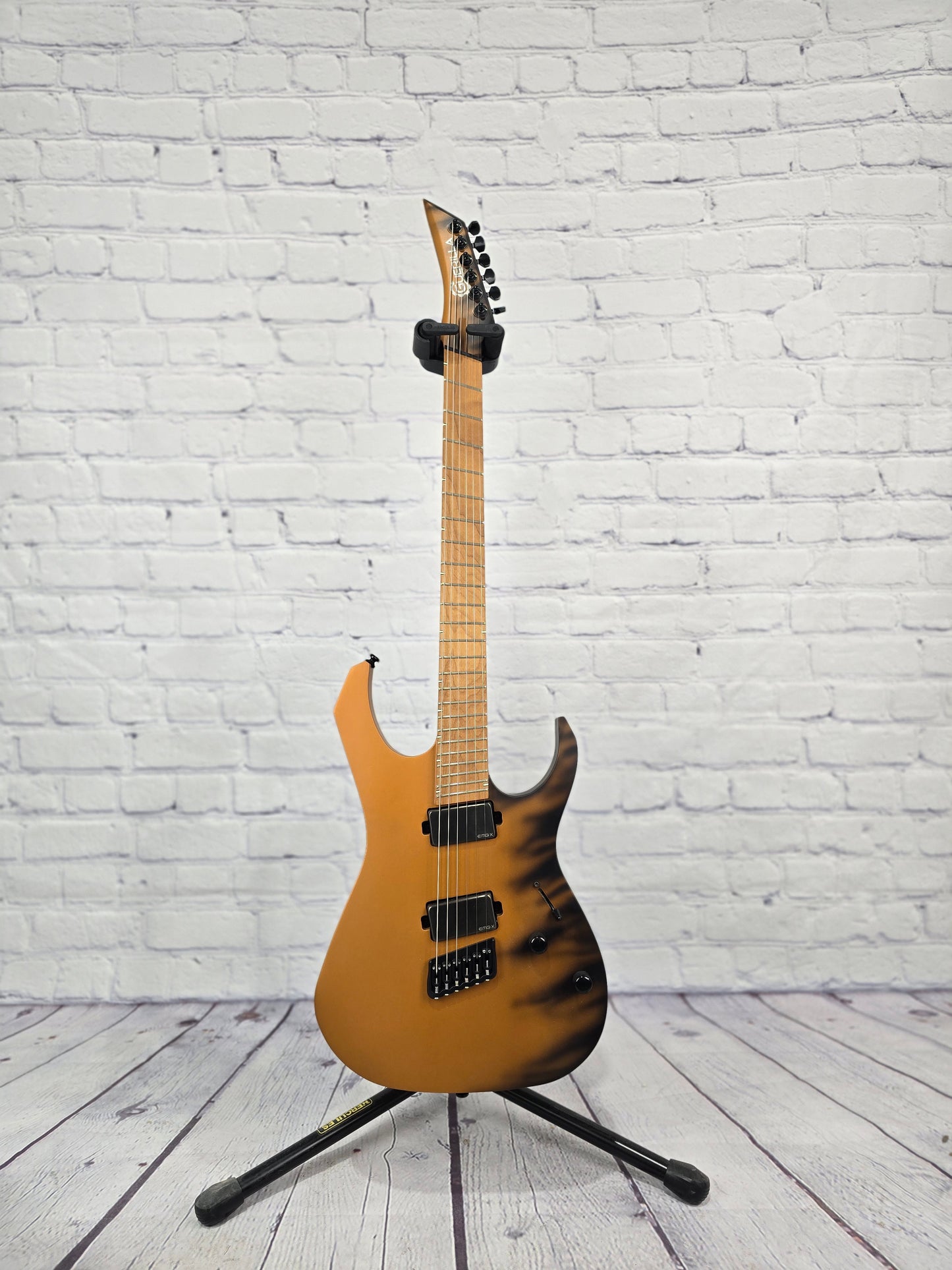 USED Guerilla Guitars M-SR6HSM 6 String Multiscale Electric Guitar Dragon Fire Burn