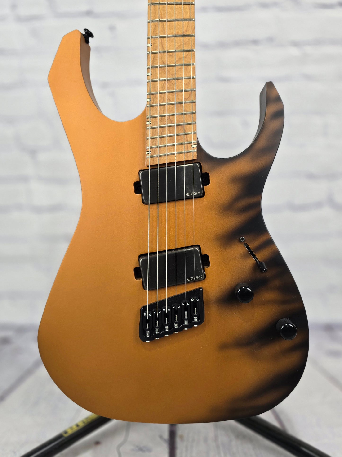 USED Guerilla Guitars M-SR6HSM 6 String Multiscale Electric Guitar Dragon Fire Burn