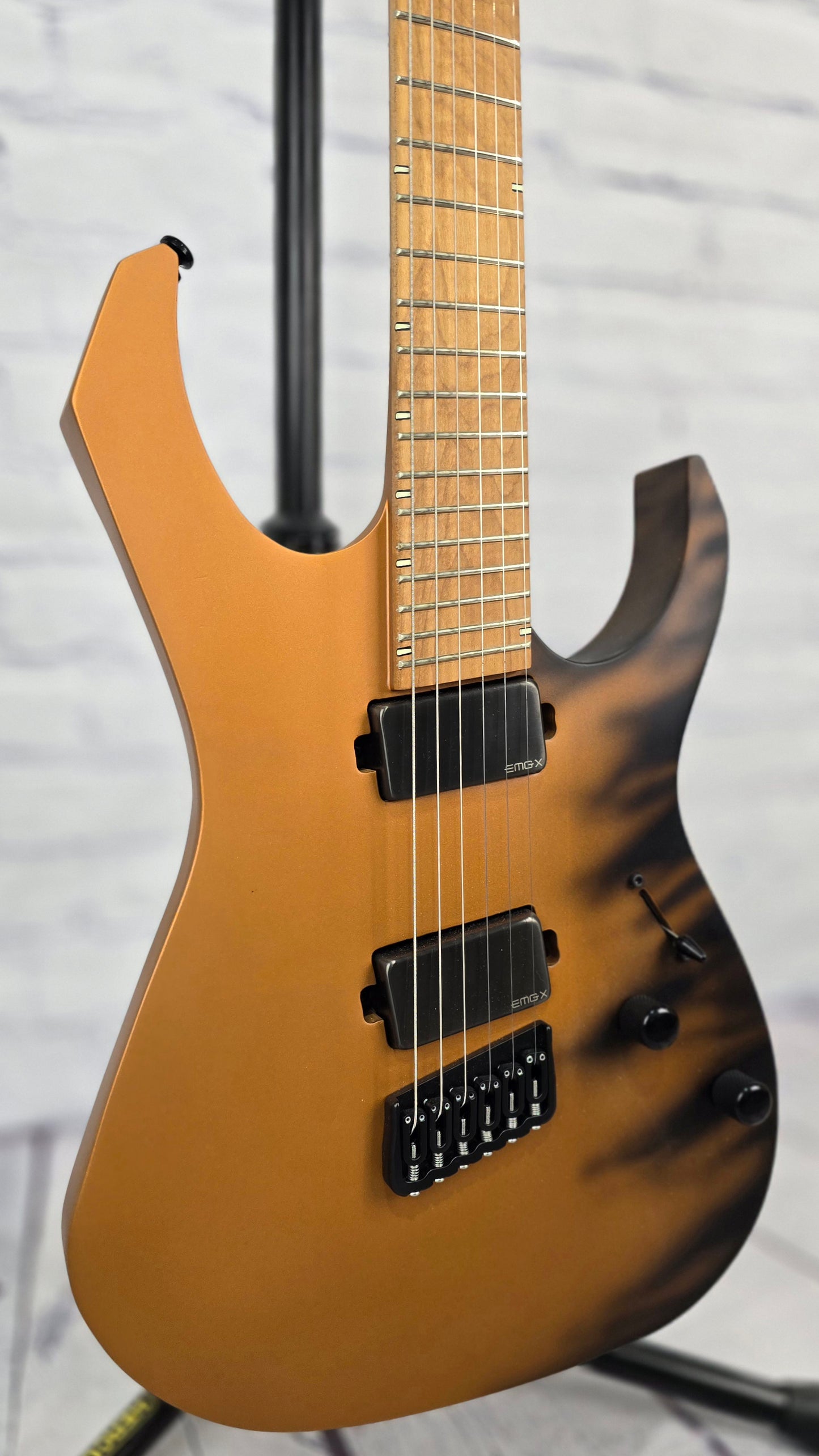 USED Guerilla Guitars M-SR6HSM 6 String Multiscale Electric Guitar Dragon Fire Burn