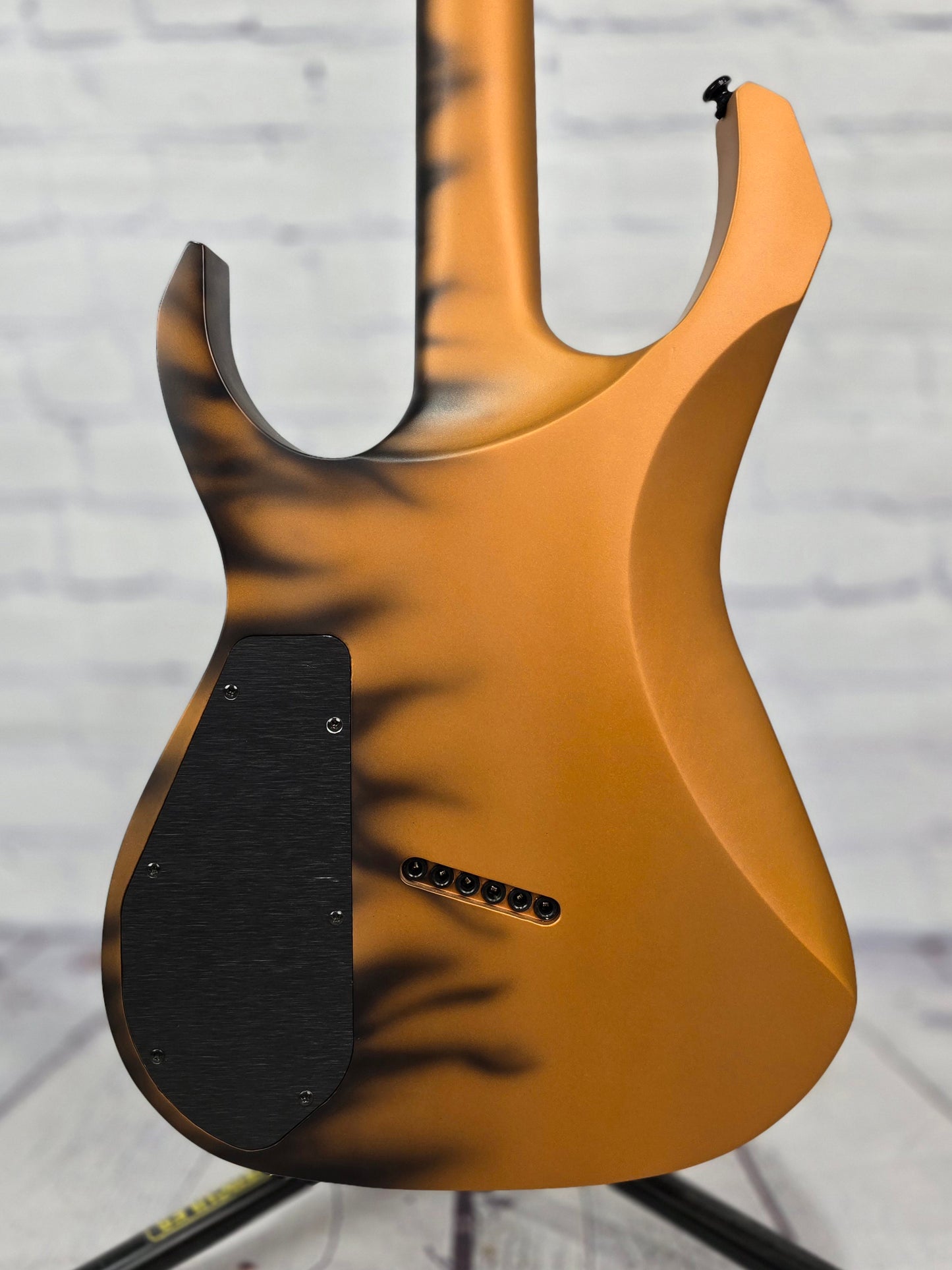 USED Guerilla Guitars M-SR6HSM 6 String Multiscale Electric Guitar Dragon Fire Burn