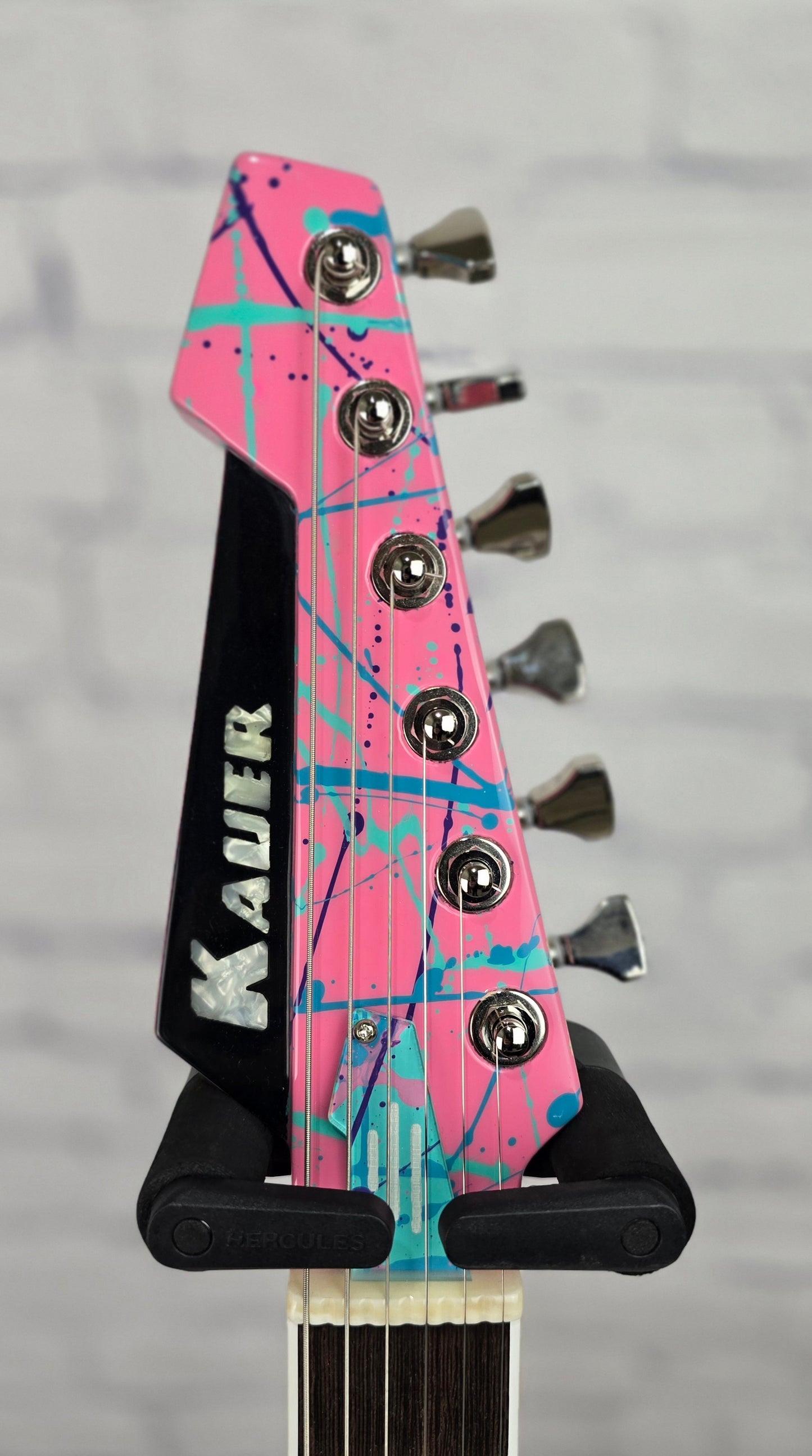 Kauer Guitars Gripen 6 String Electric Guitar Pink Splatter