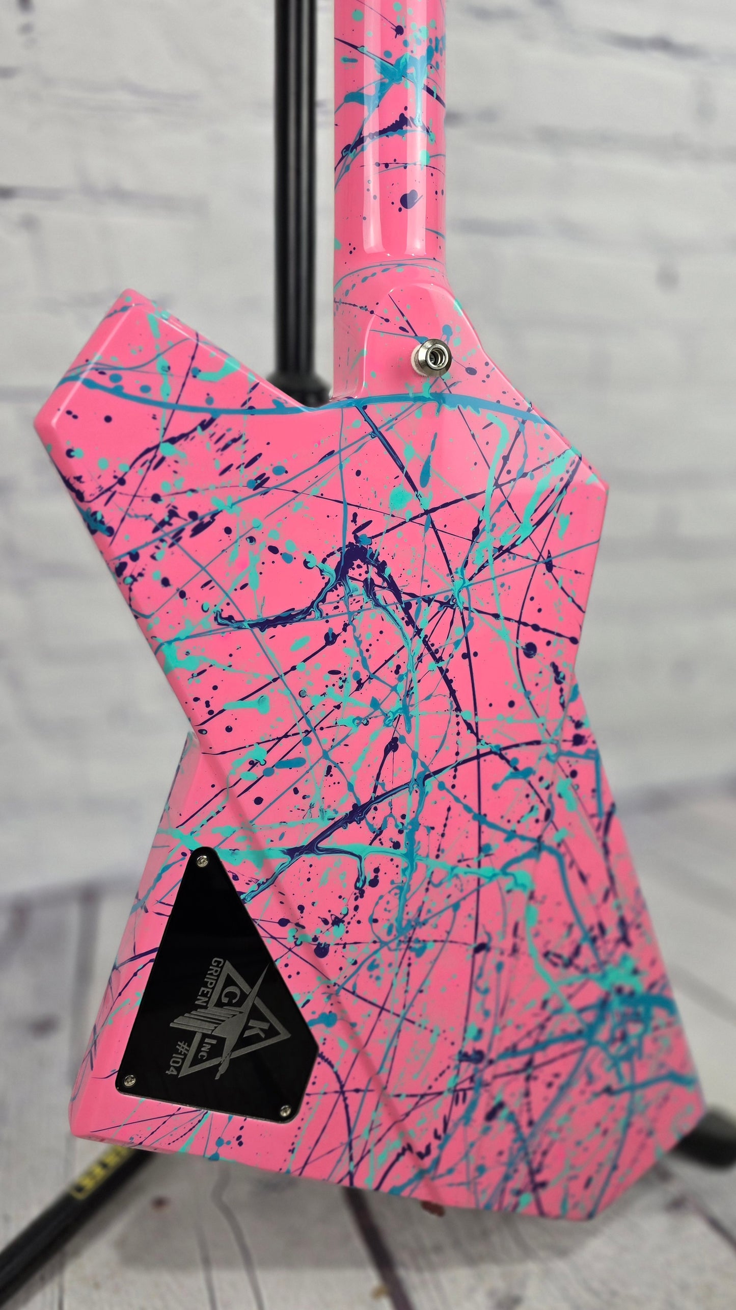 Kauer Guitars Gripen 6 String Electric Guitar Pink Splatter