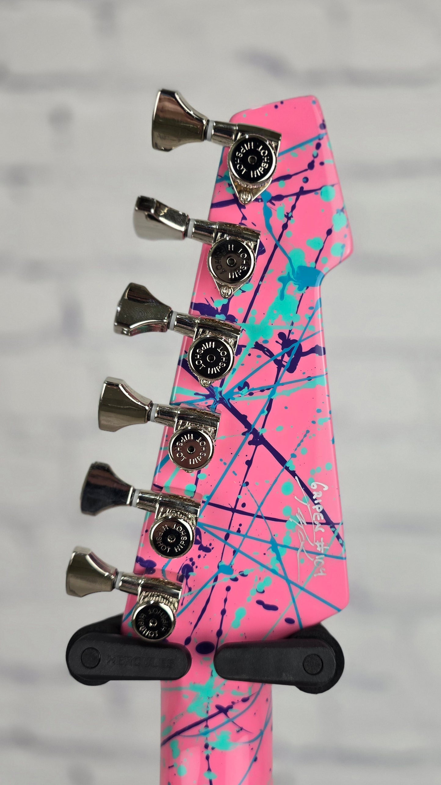 Kauer Guitars Gripen 6 String Electric Guitar Pink Splatter