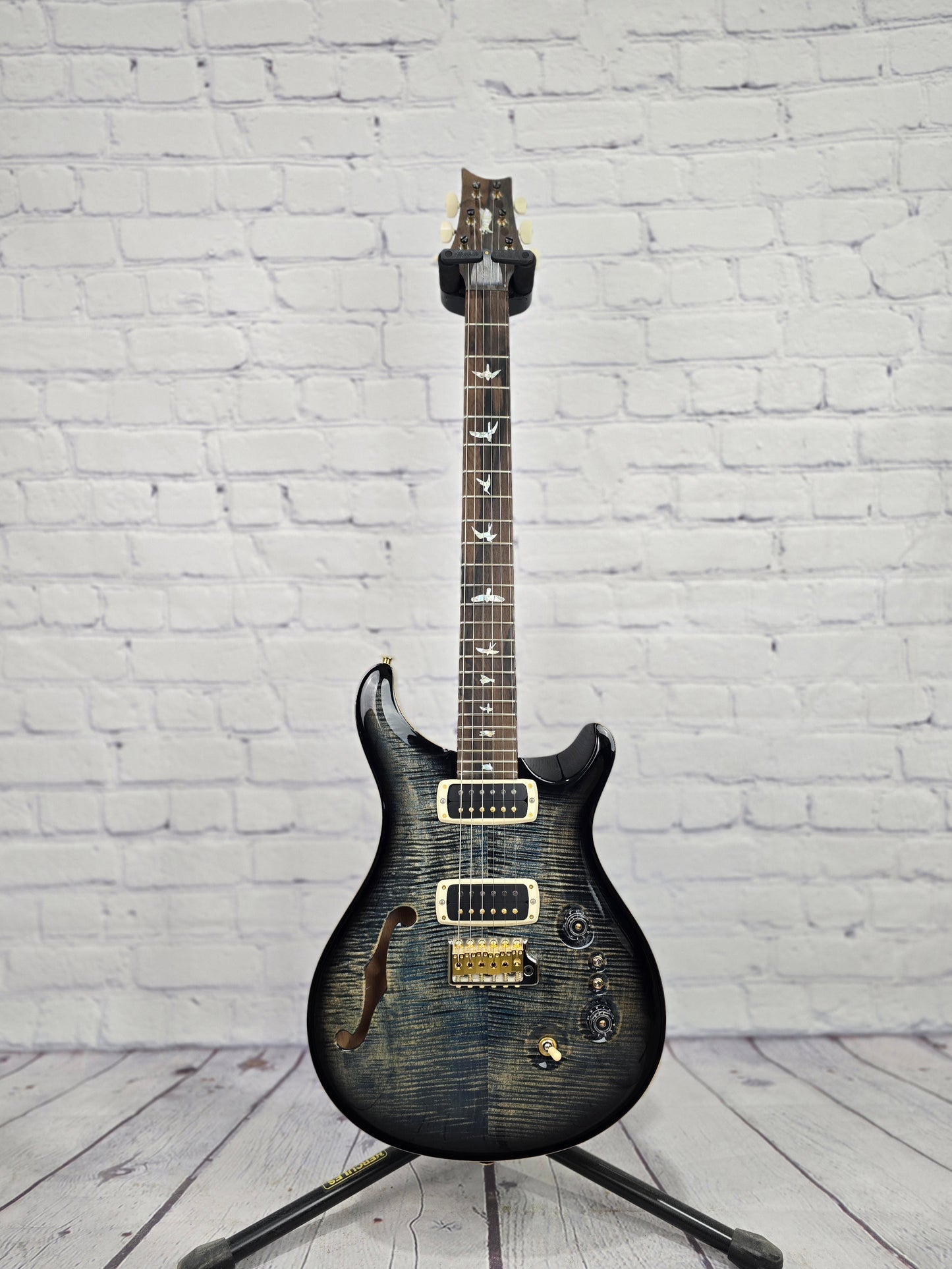 Paul Reed Smith PRS Custom 24-08 Semi-Hollow 40th Anniversary Limited Edition 10 Top Electric Guitar Faded Whale Blue Smokeburst