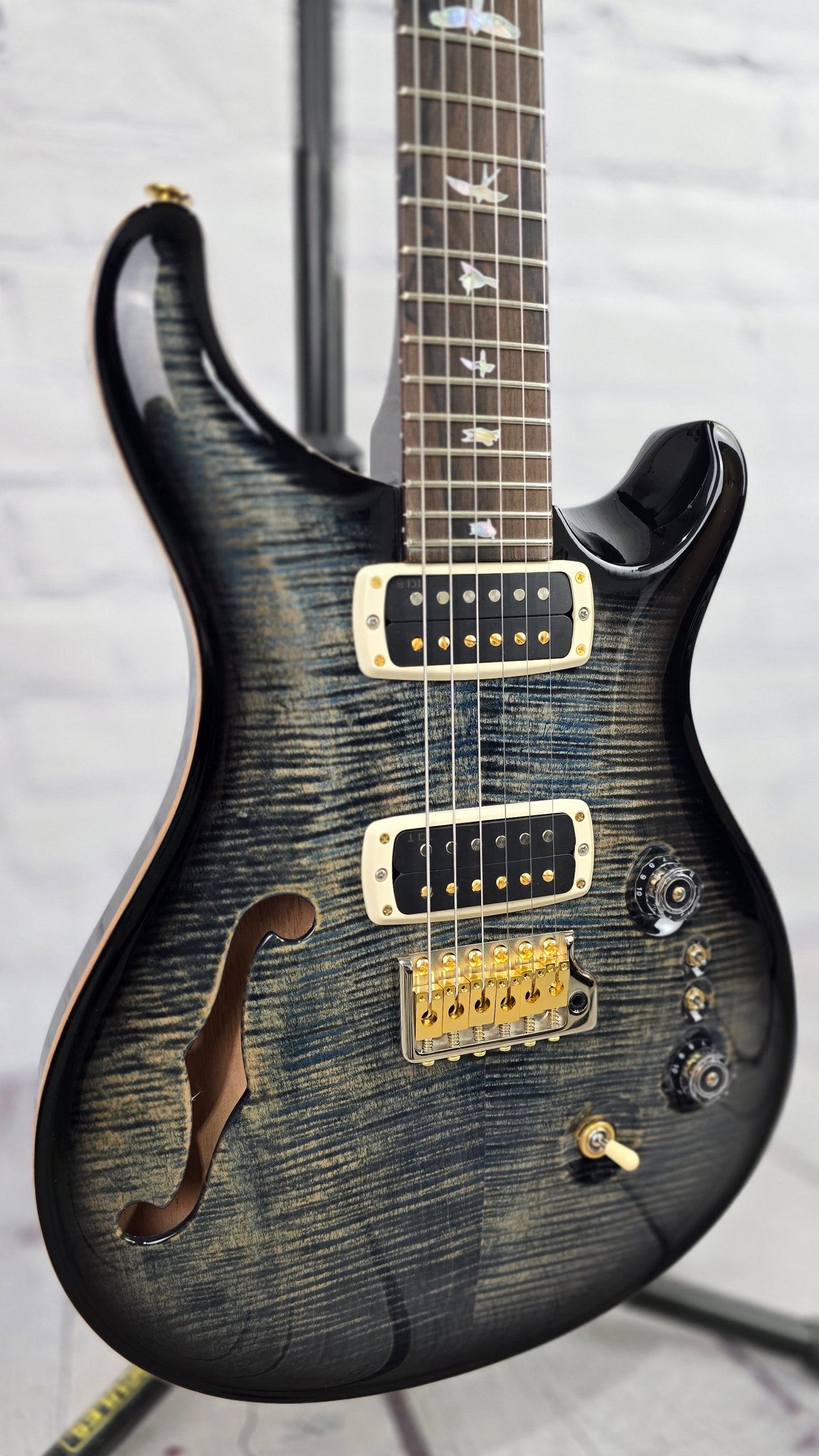 Paul Reed Smith PRS Custom 24-08 Semi-Hollow 40th Anniversary Limited Edition 10 Top Electric Guitar Faded Whale Blue Smokeburst