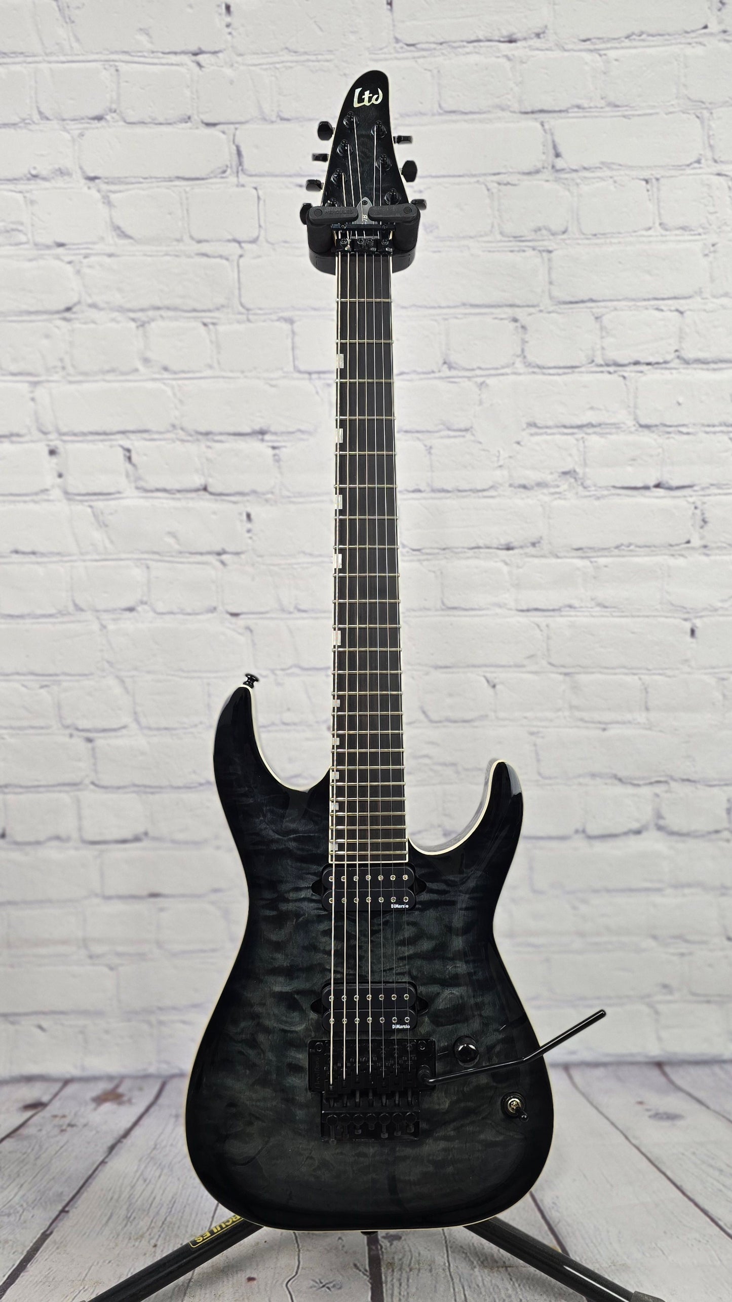 USED ESP LTD BS-B7 QM 7 String Baritone Electric Guitar Ben Savage Whitechapel Quilt Maple See Thru Black Sunburst