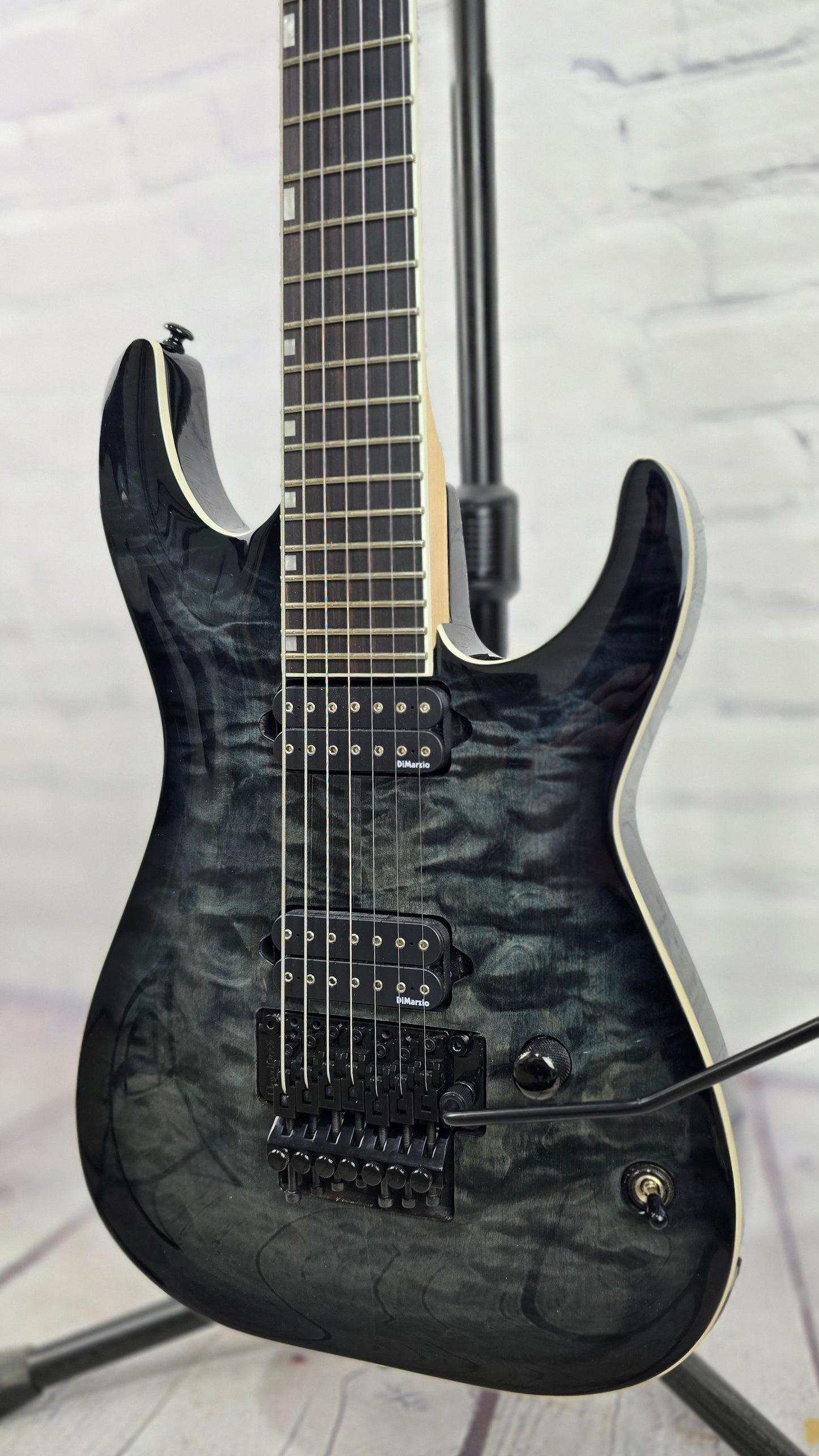 USED ESP LTD BS-B7 QM 7 String Baritone Electric Guitar Ben Savage Whitechapel Quilt Maple See Thru Black Sunburst