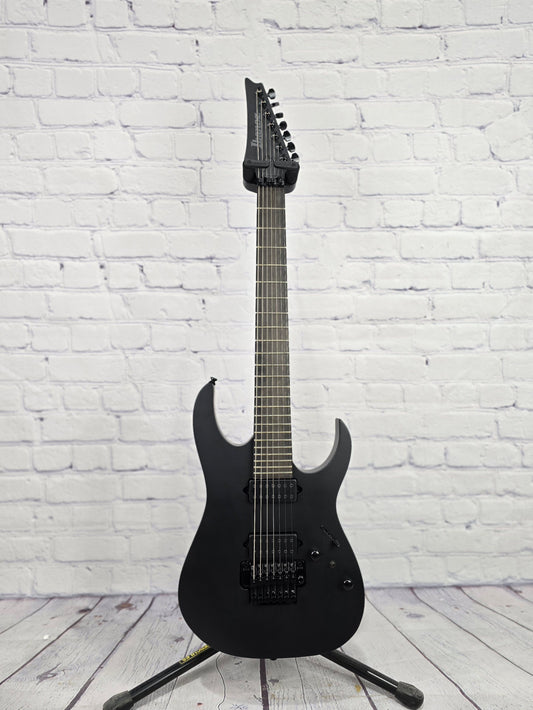 Ibanez Iron Label RGRB720 BKF 7 String Baritone Electric Guitar Black Flat