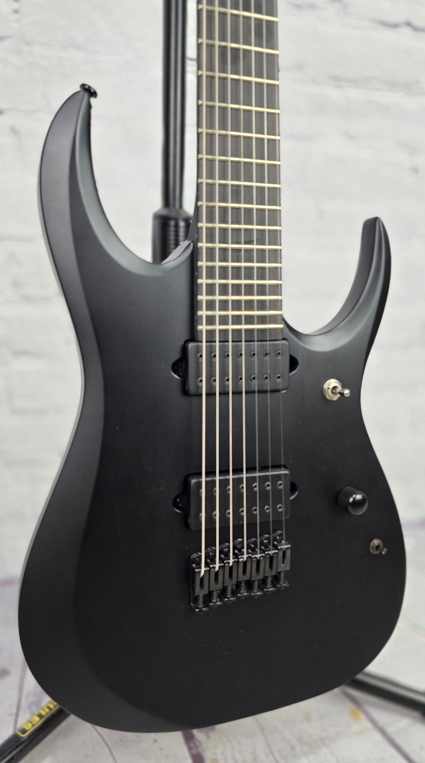 Ibanez Iron Label RGDRB71 BKF 7 String 26.5" Electric Guitar Black Flat