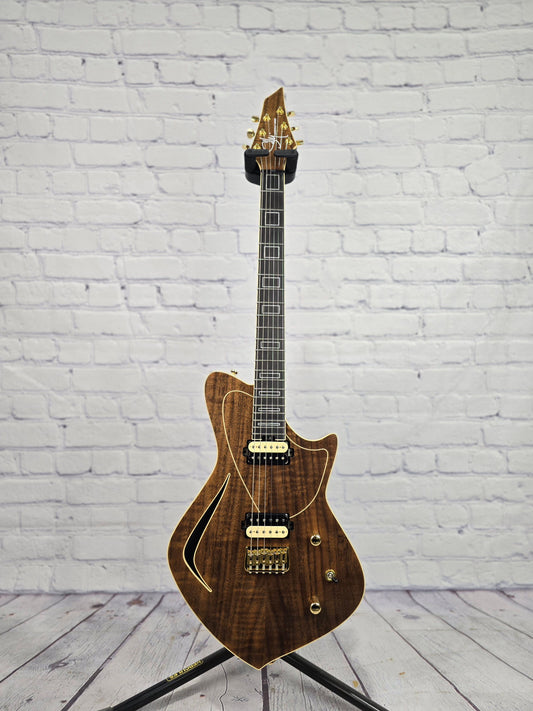 Sully Guitars Conspiracy Series Stardust Deluxe 6 String Electric Guitar Transparent Natural Flamed Walnut