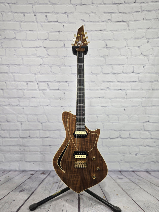 Sully Guitars Conspiracy Series Stardust Deluxe 6 String Electric Guitar Transparent Natural Flamed Walnut