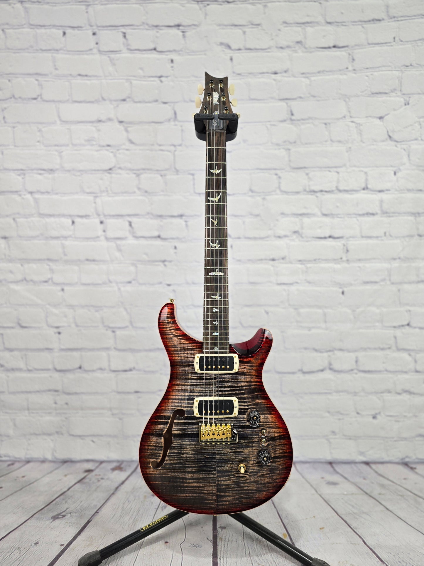 Paul Reed Smith PRS Custom 24-08 Semi-Hollow 40th Anniversary Limited Edition 10 Top Electric Guitar Charcoal a Cherry Burst