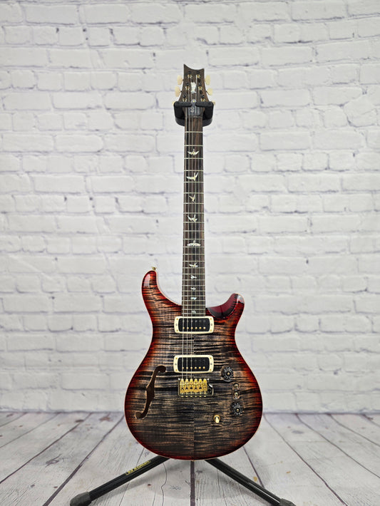 Paul Reed Smith PRS Custom 24-08 Semi-Hollow 40th Anniversary Limited Edition 10 Top Electric Guitar Charcoal a Cherry Burst
