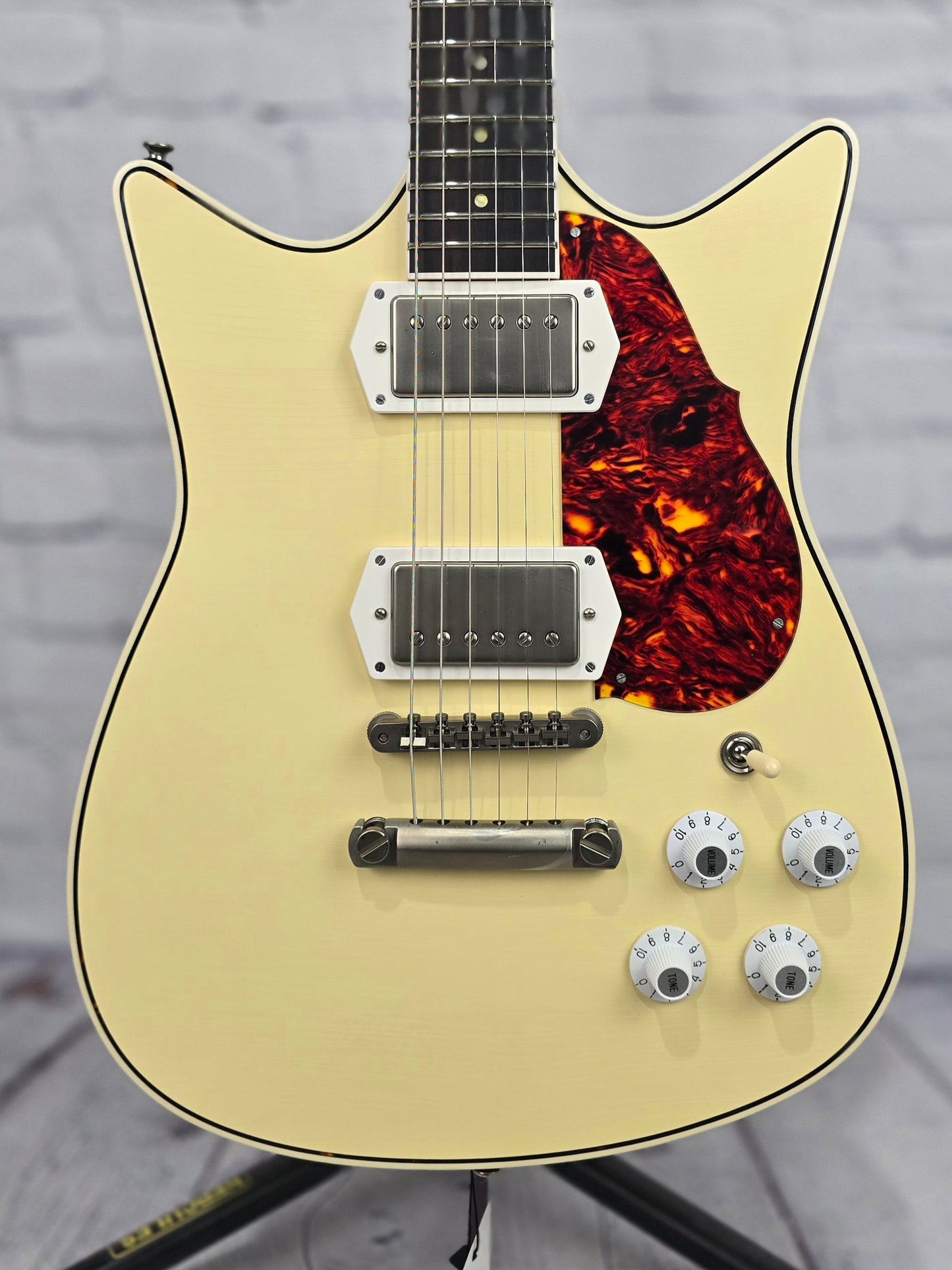 Frank Brothers Arcade One 6 String Electric Guitar Nicotine White w/Tortoise Purfling