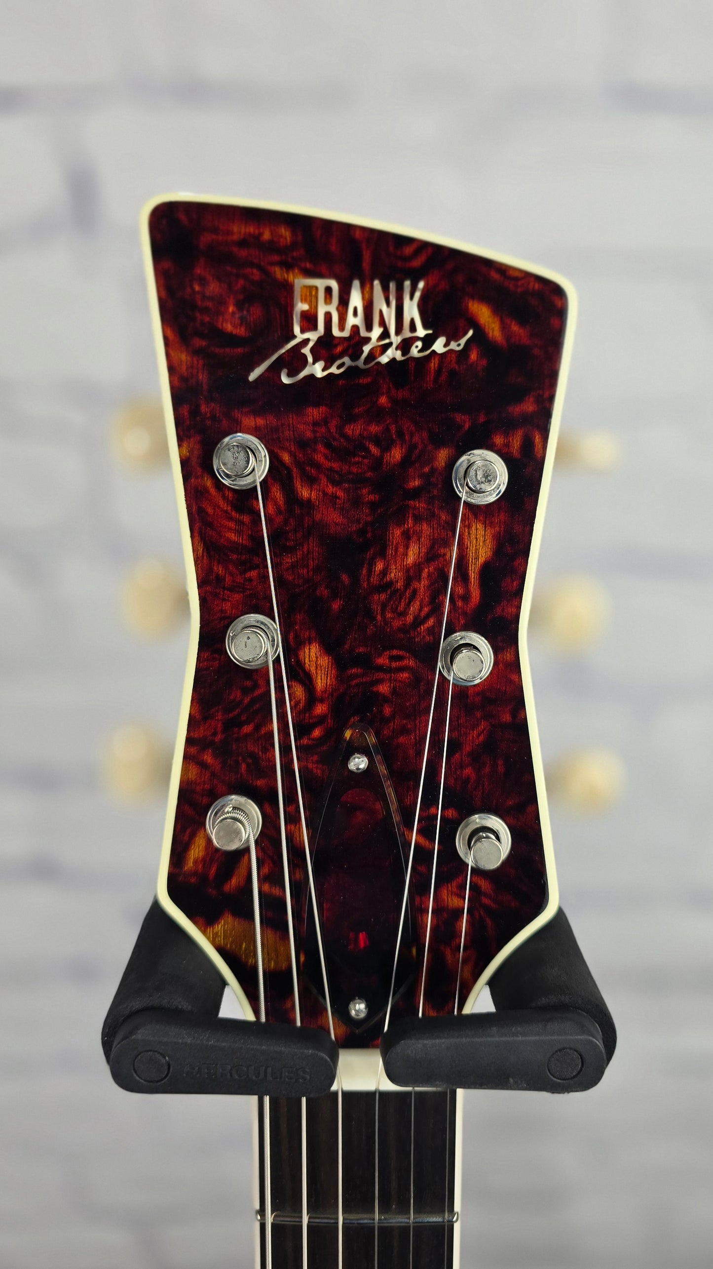 Frank Brothers Arcade One 6 String Electric Guitar Nicotine White w/Tortoise Purfling