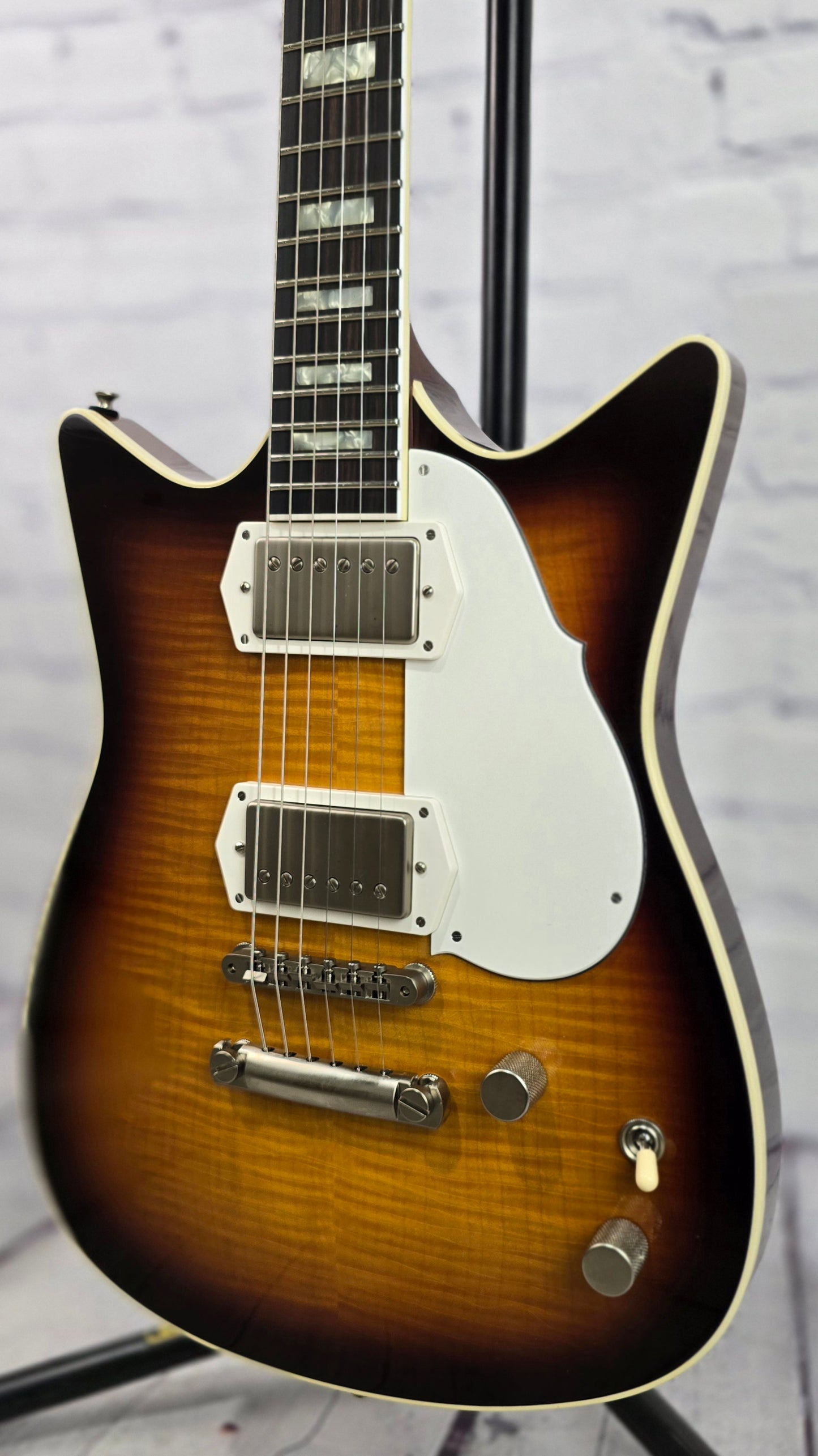 Frank Brothers Arcade One 6 String Electric Guitar Flame Maple Tobacco Sunburst
