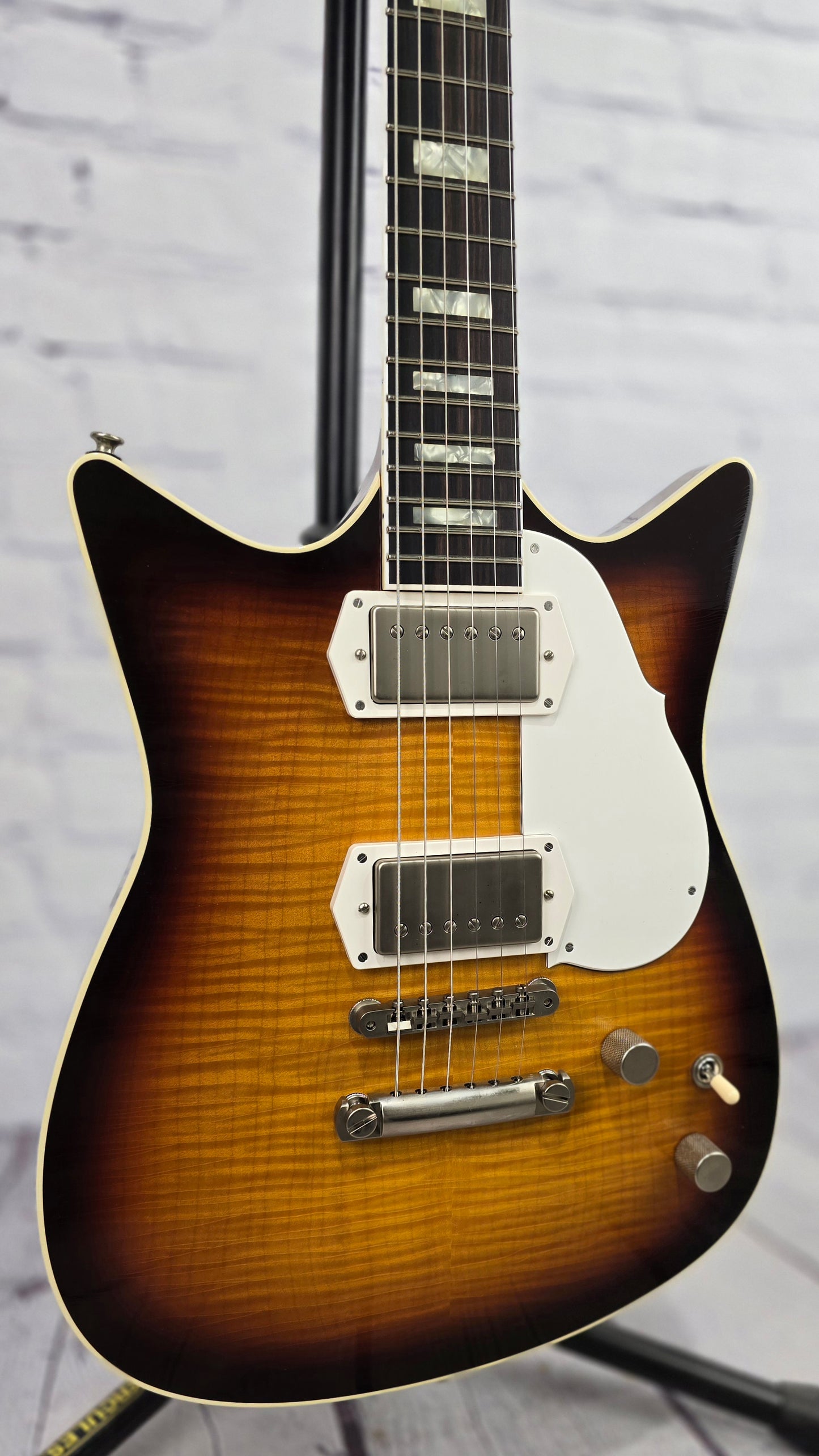 Frank Brothers Arcade One 6 String Electric Guitar Flame Maple Tobacco Sunburst