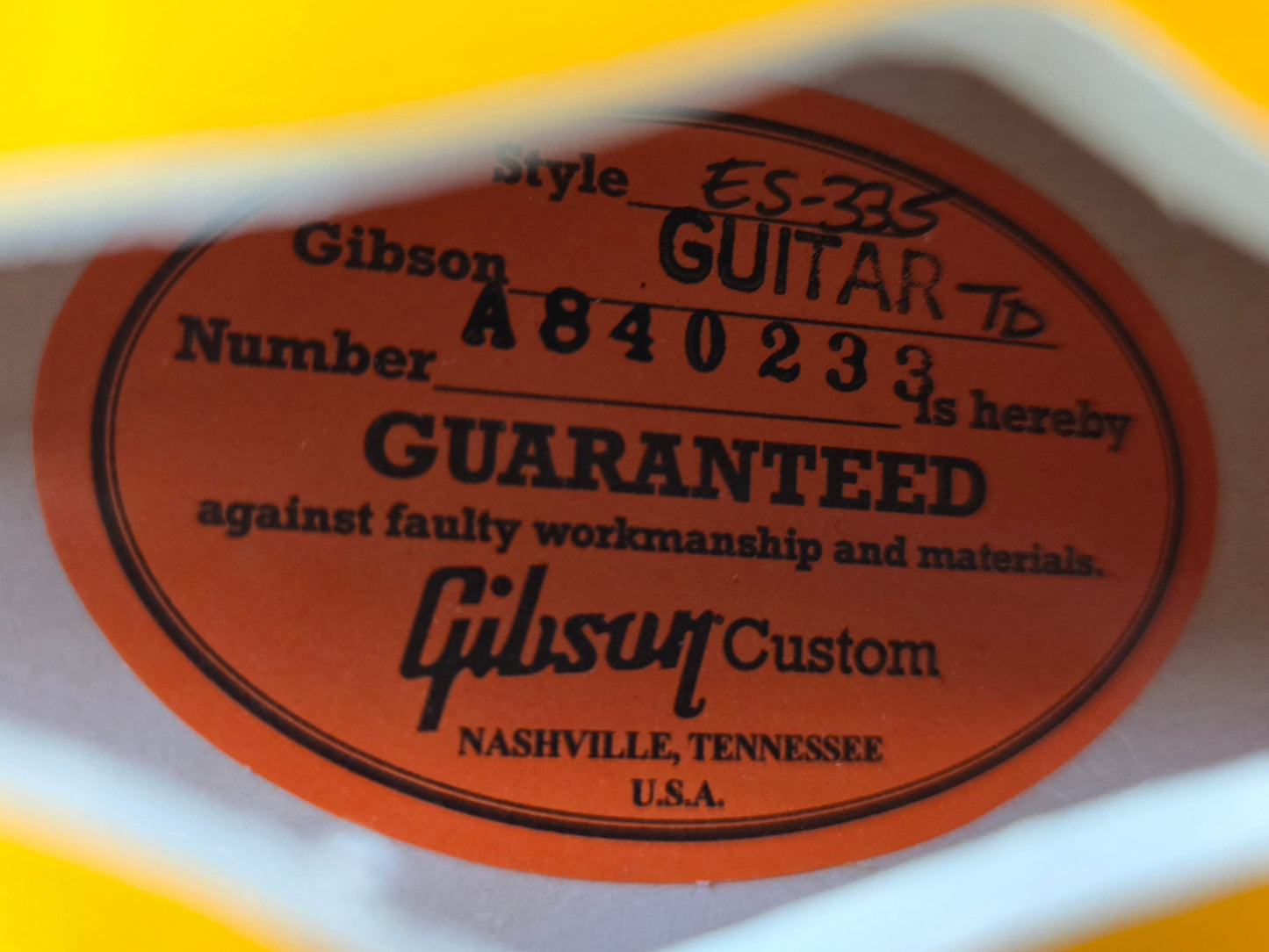 USED Gibson Custom Shop ES-335 1958 Reissue Murphy Lab Heavy Aged Electric Guitar Dirty Blonde