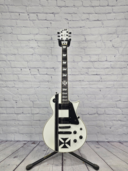 USED ESP LTD Iron Cross James Hetfield Electric Guitar Snow White