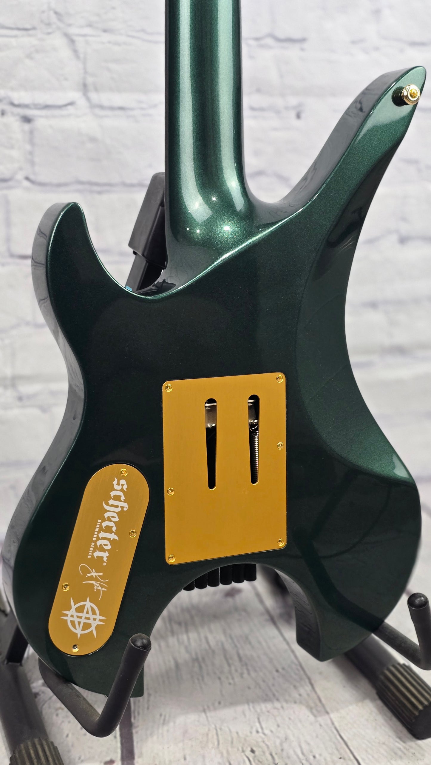 Schecter Synyster Gates Custom 7 TR Headless Electric Guitar Oak Green Metallic 2111-SHC