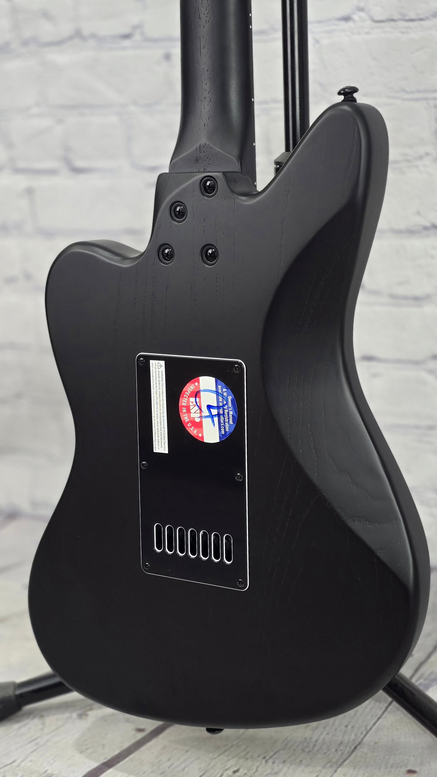 LTD AW-XJ7 Baritone EverTune 7 String Electric Guitar Black Open Grain Satin