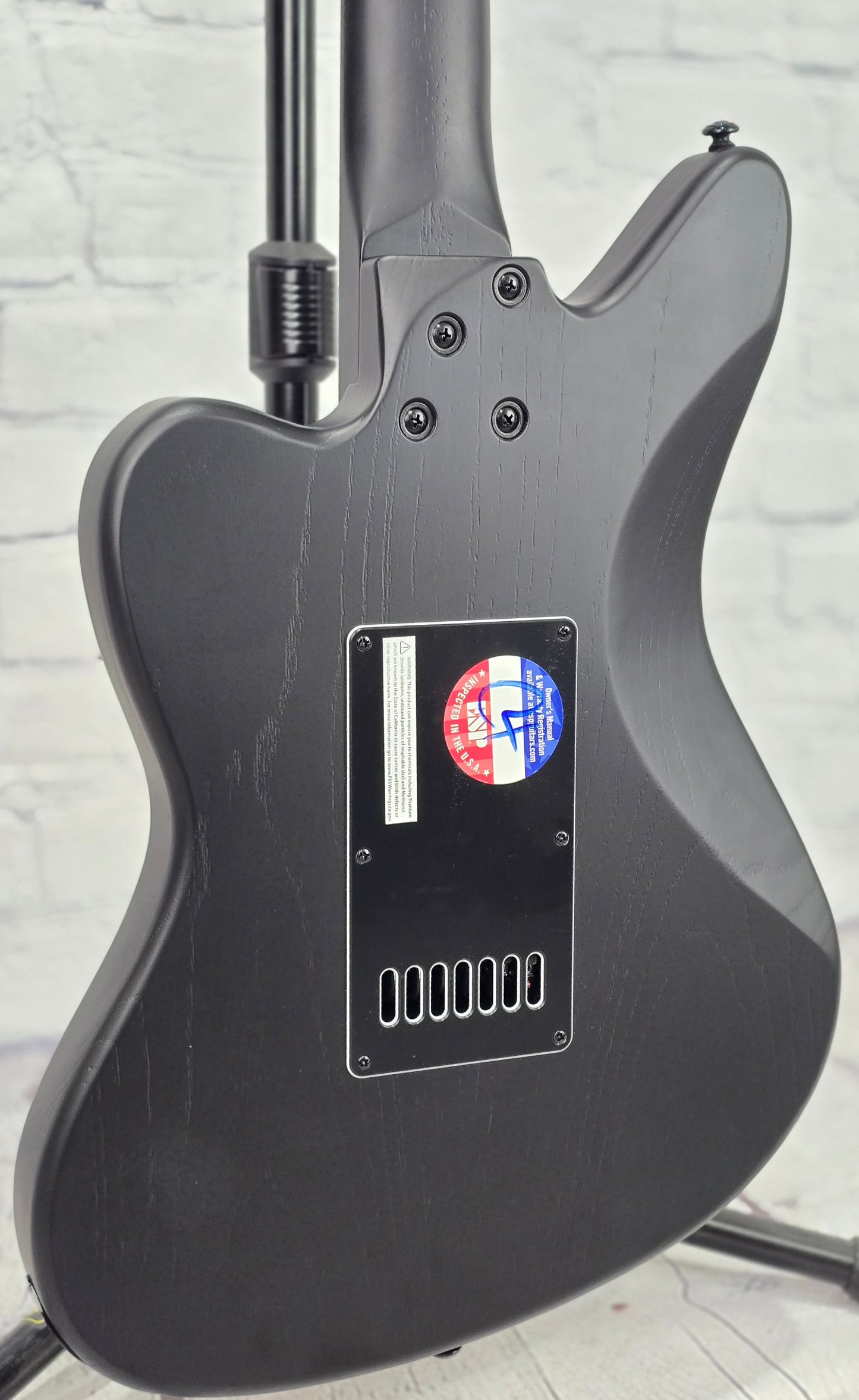 LTD AW-XJ7 Baritone EverTune 7 String Electric Guitar Black Open Grain Satin
