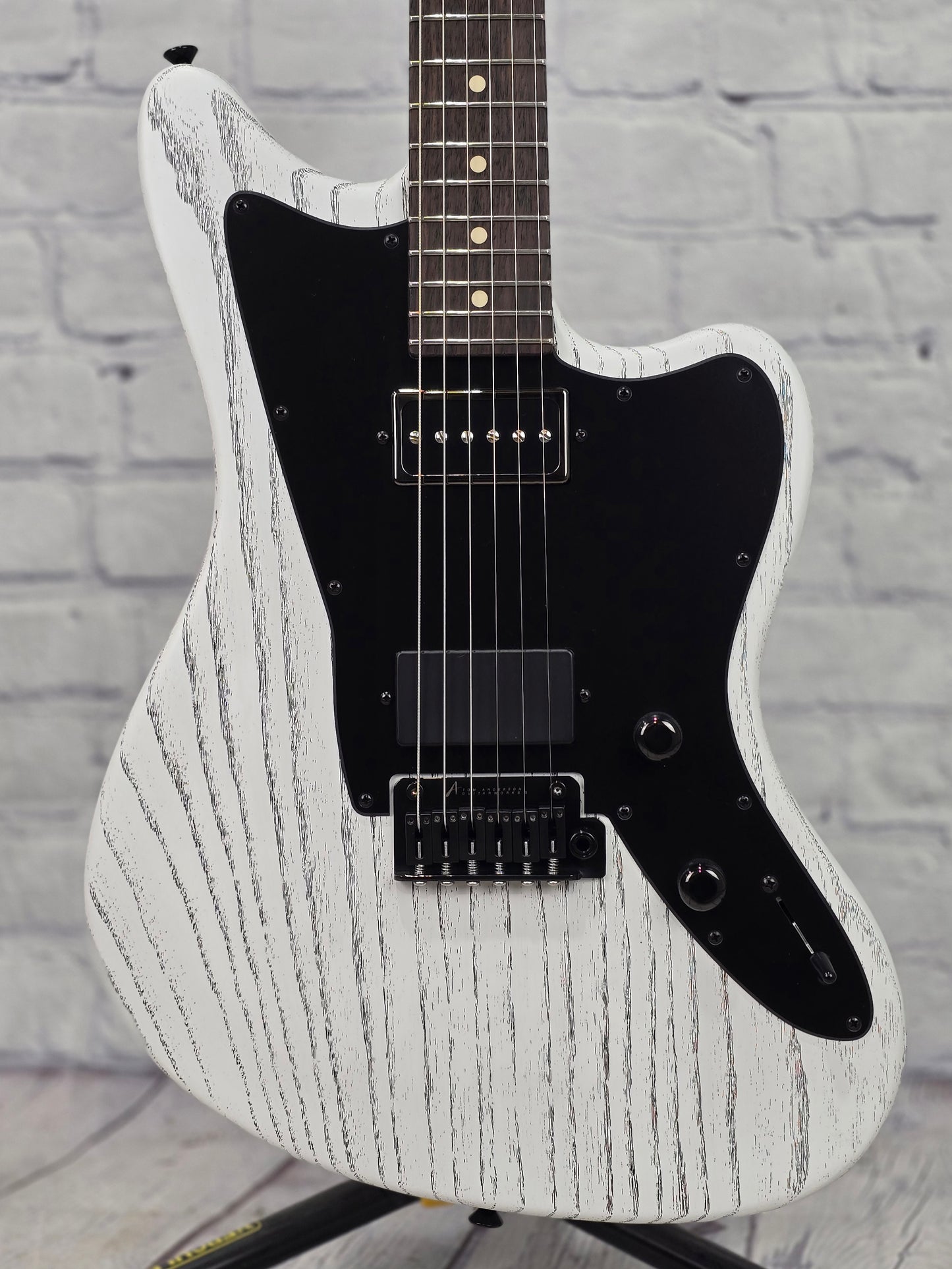 Anderson Guitarworks Raven Classic 6 String Electric Guitar Satin Organic Grain White with Black Fill