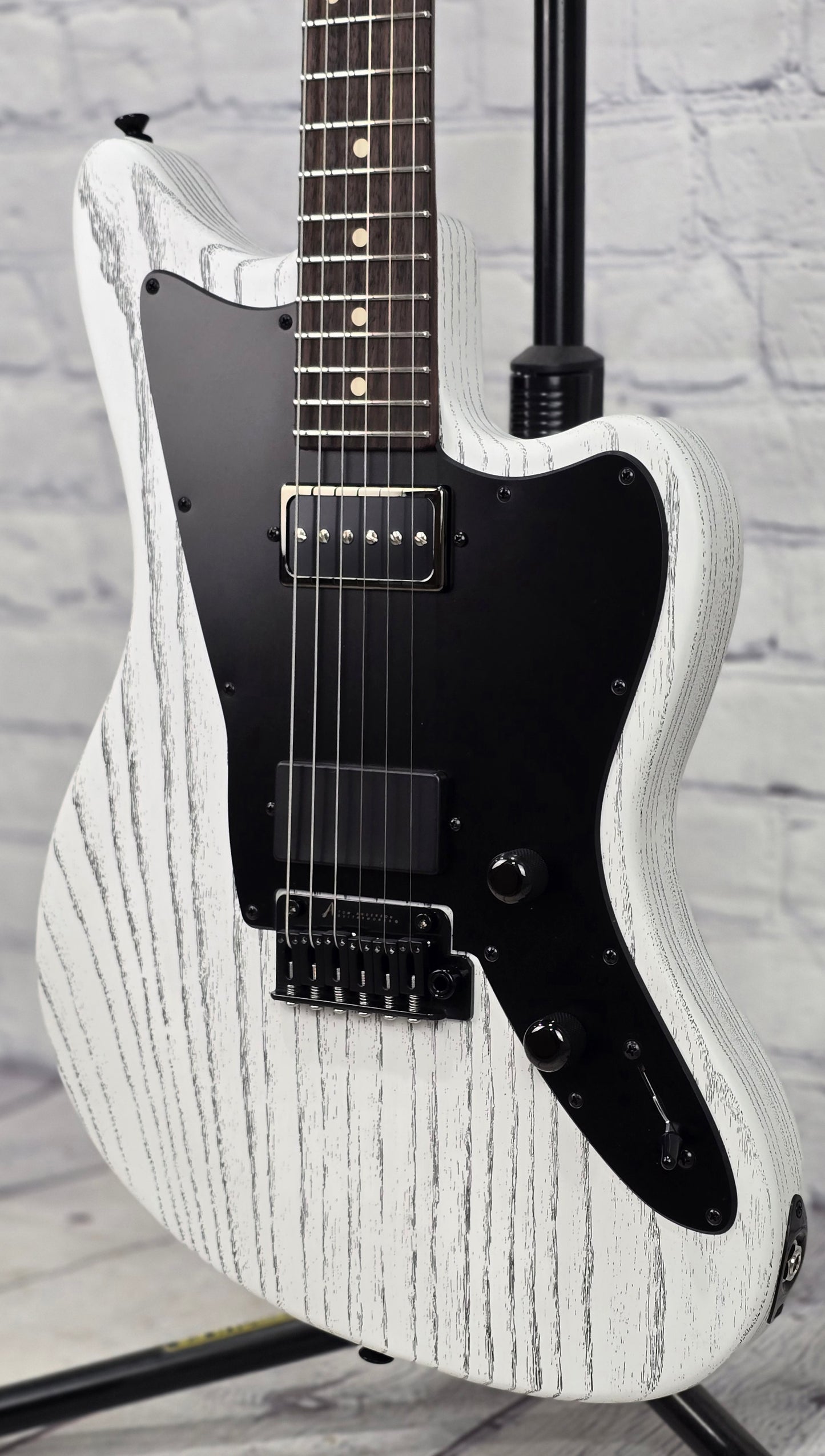 Anderson Guitarworks Raven Classic 6 String Electric Guitar Satin Organic Grain White with Black Fill