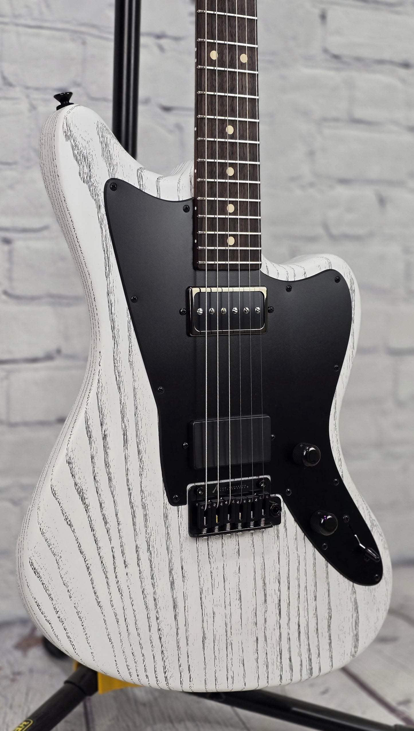 Anderson Guitarworks Raven Classic 6 String Electric Guitar Satin Organic Grain White with Black Fill
