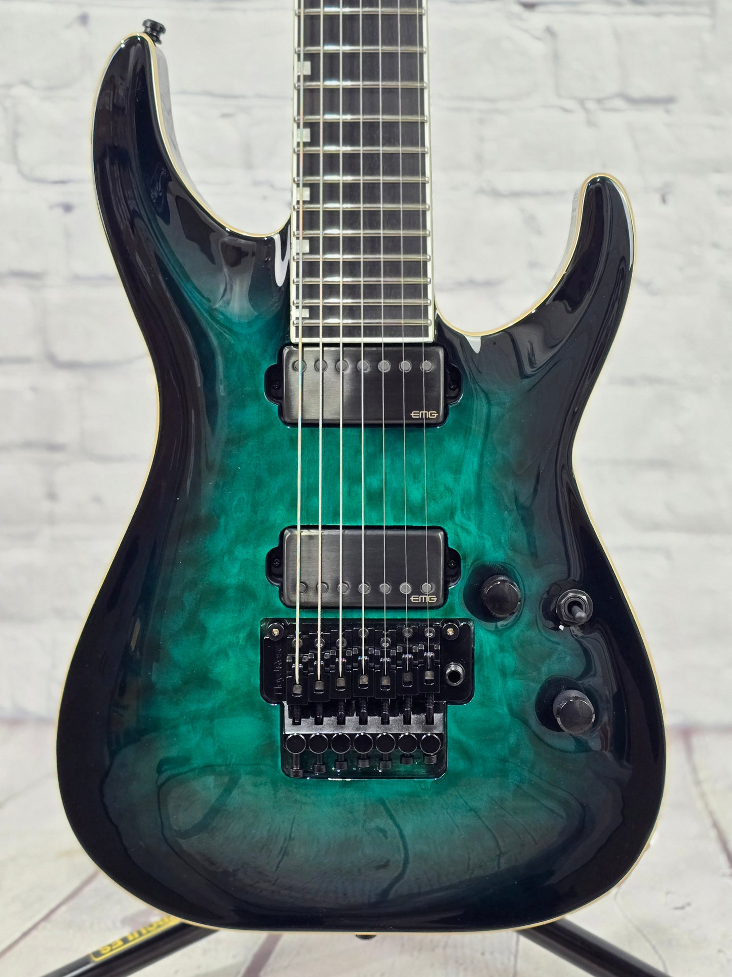 ESP E-II Horizon FR-7 7 String Electric Guitar Floyd Rose Black Turquoise Burst
