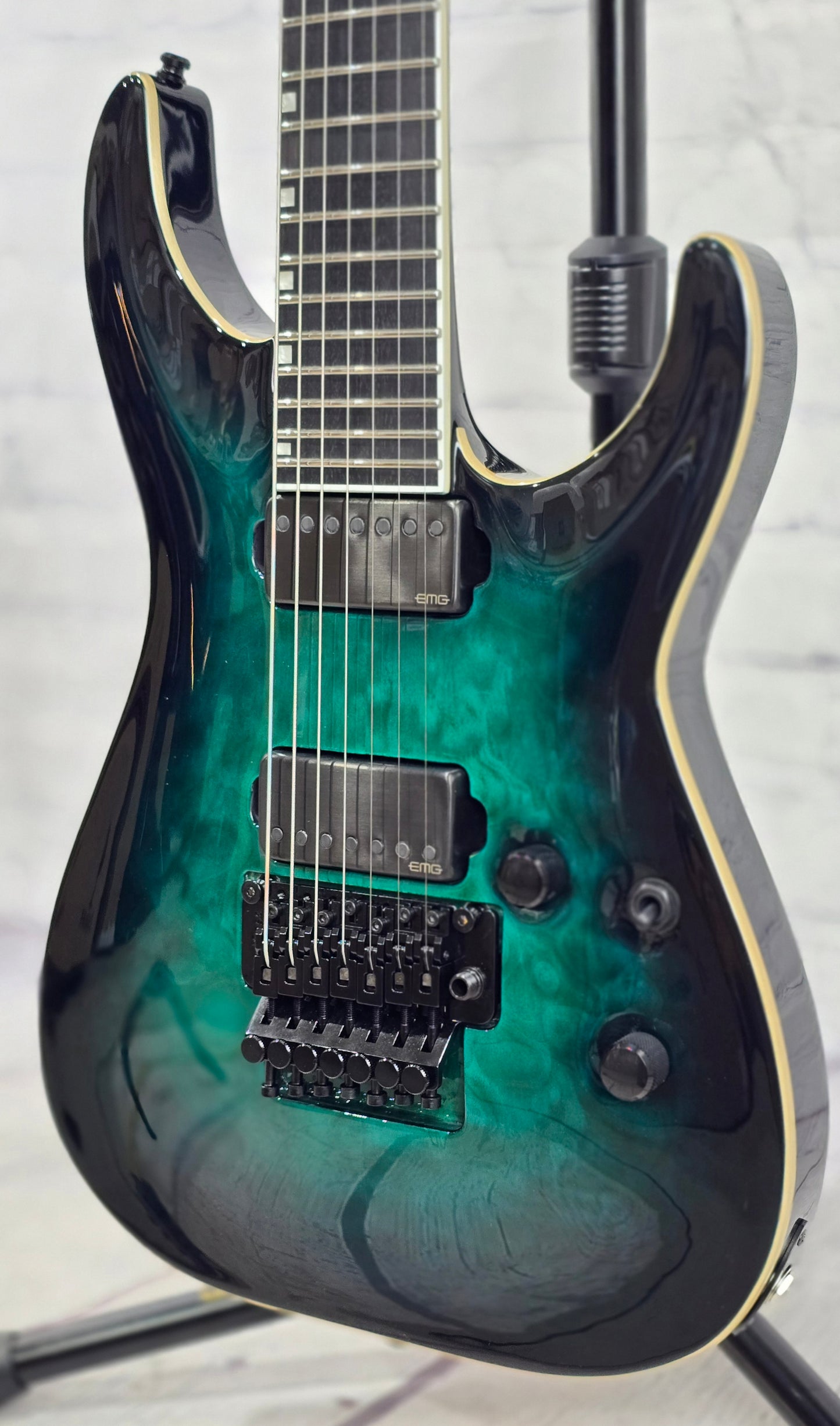 ESP E-II Horizon FR-7 7 String Electric Guitar Floyd Rose Black Turquoise Burst