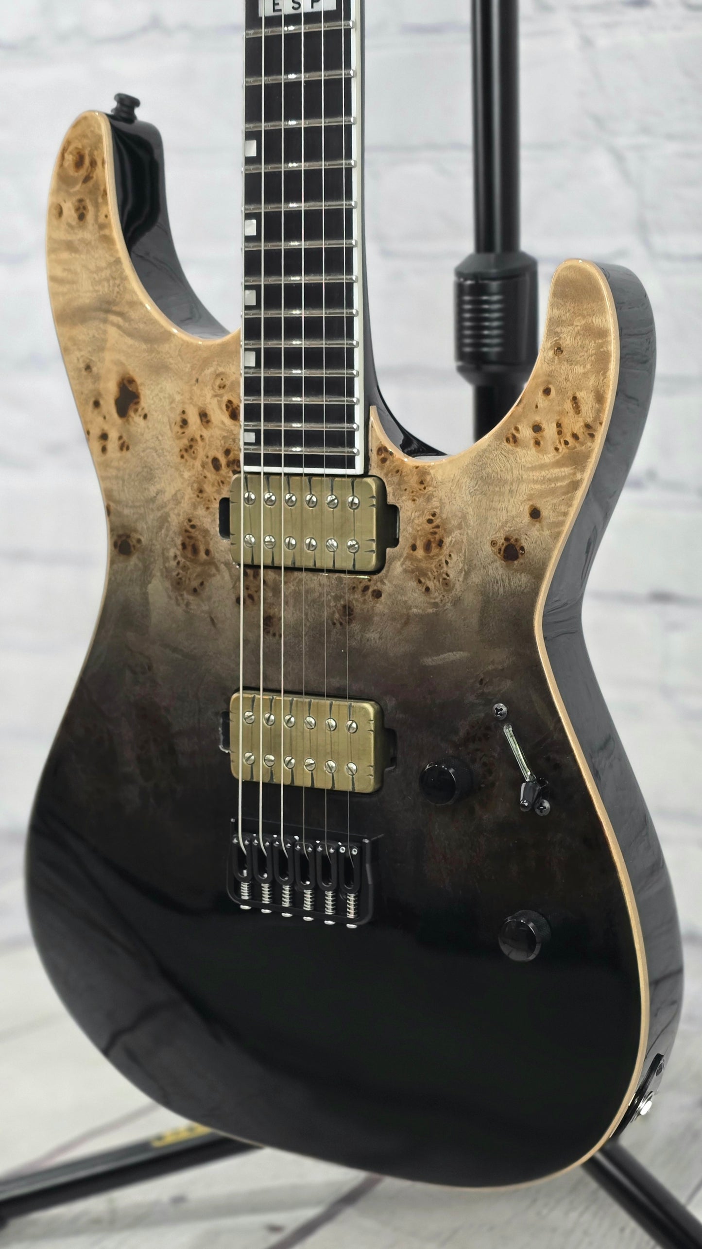 ESP E-II M-II Neck-Through 6 String Electric Guitar Black Natural Fade