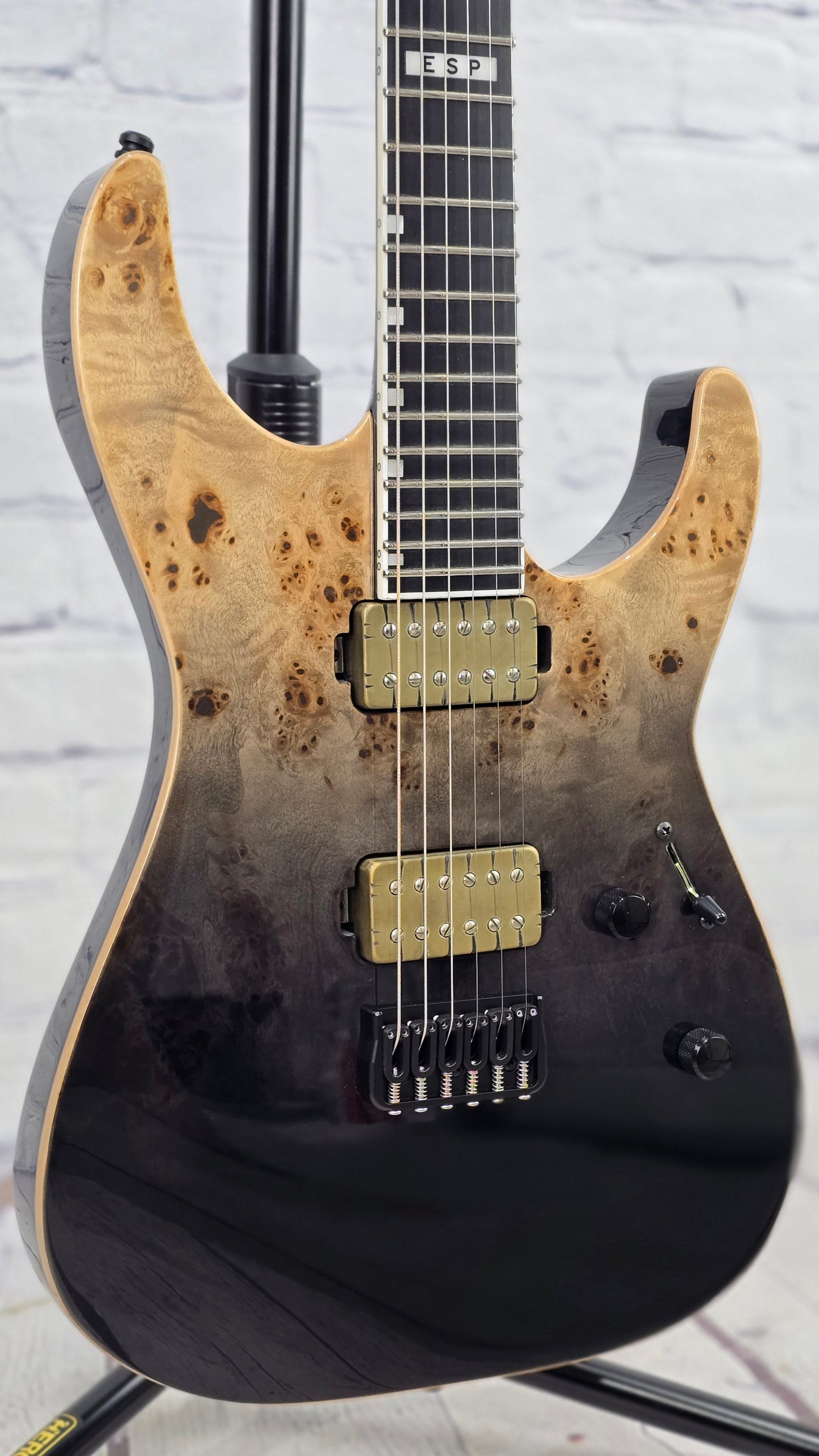 ESP E-II M-II Neck-Through 6 String Electric Guitar Black Natural Fade