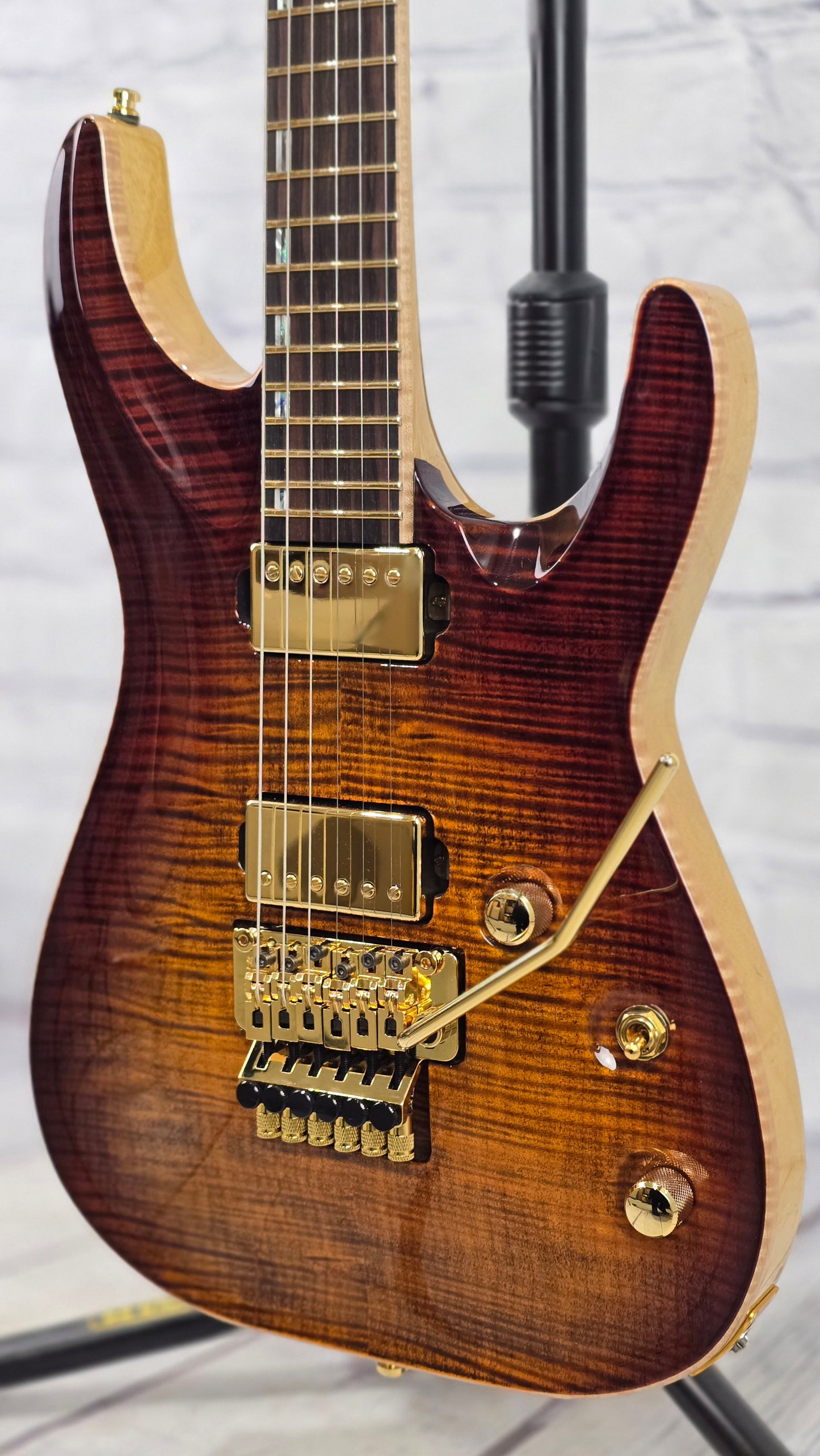 ESP Custom Shop 50th Anniversary Horizon CTM 6 String Electric Guitar Flamed Maple Antique Brown Reverse Burst
