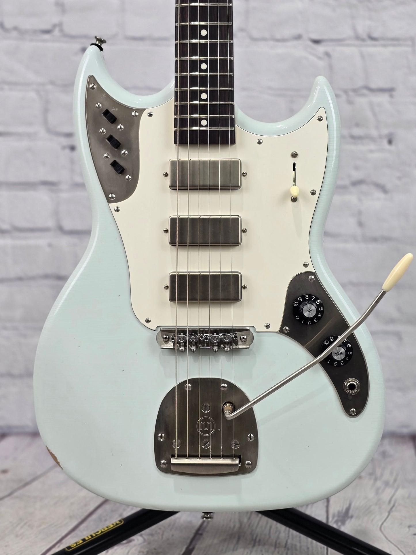 Frank Brothers Sonar 6 String Electric Guitar Faded Sonic Blue Aged