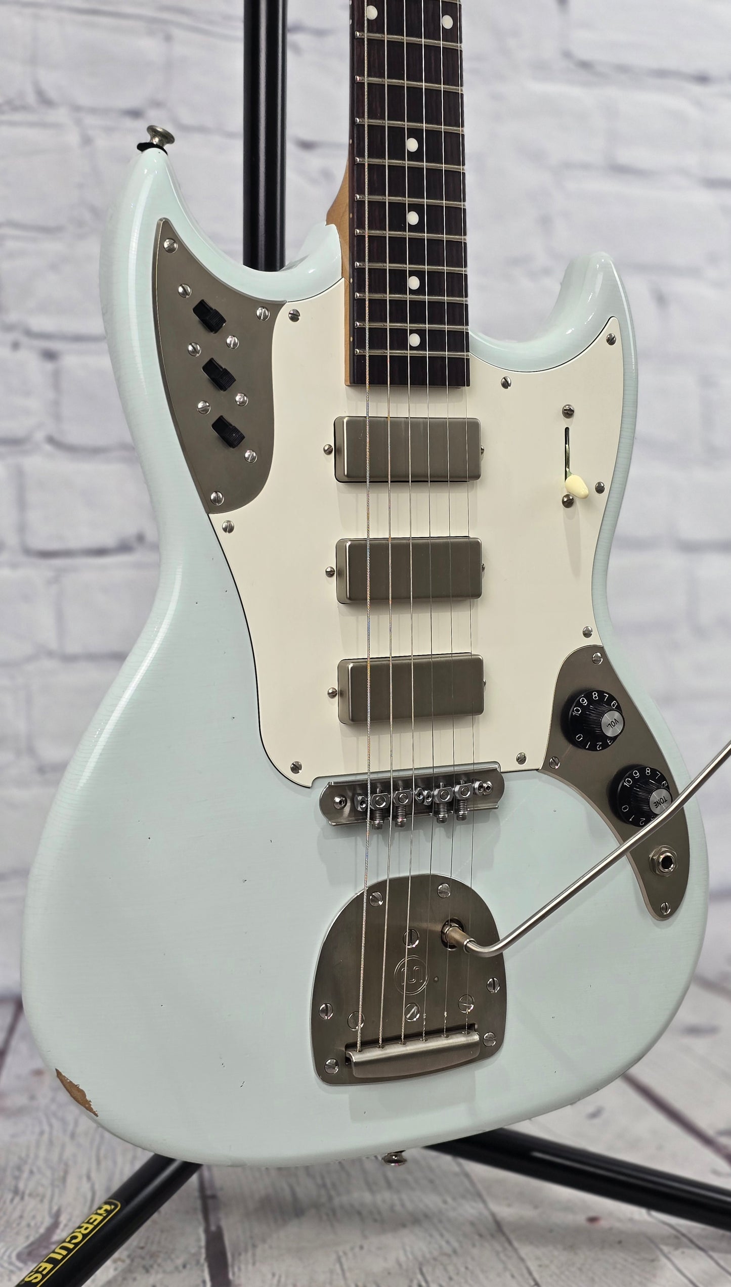 Frank Brothers Sonar 6 String Electric Guitar Faded Sonic Blue Aged