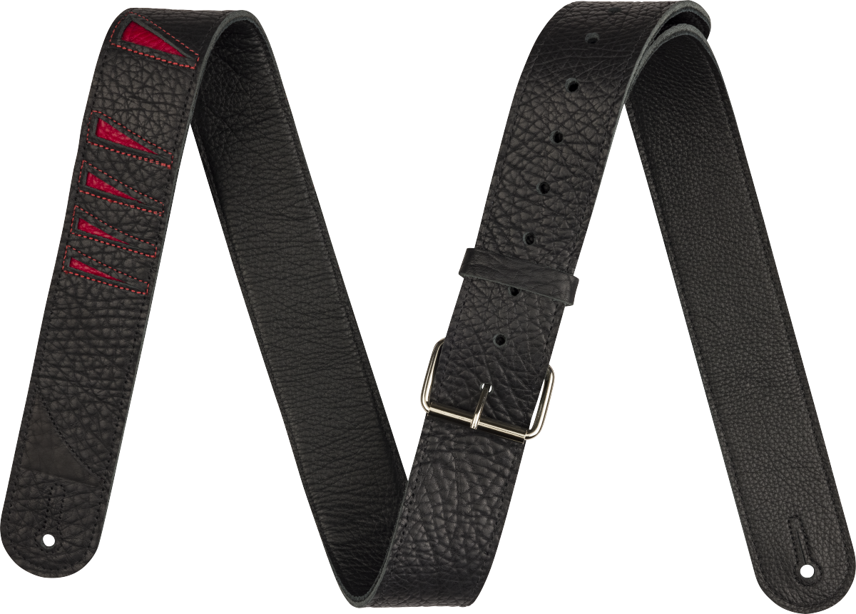 Jackson® Guitars Shark Fin Leather Strap Black and Red 2"