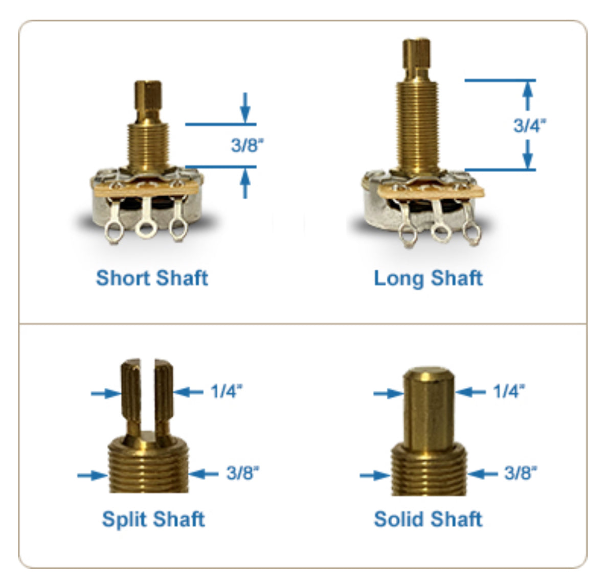 Lollar CTS Potentiometer, 500k, Solid Shaft, Short (57-1-0500-1)